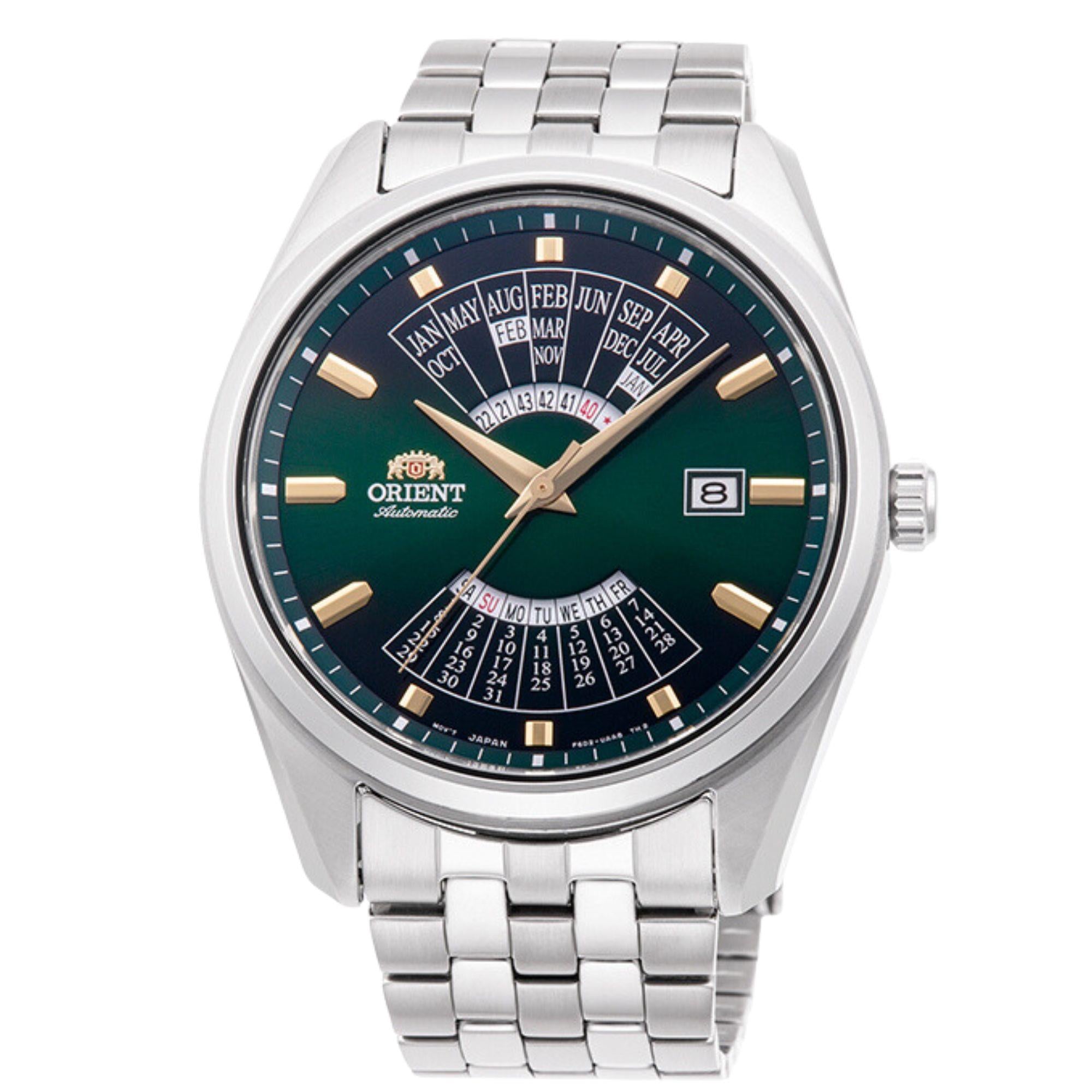 Orient Multi-Year Calendar Mechanical Green Dial Stainless Steel Bracelet Men’s Watch RA-BA0002E10B