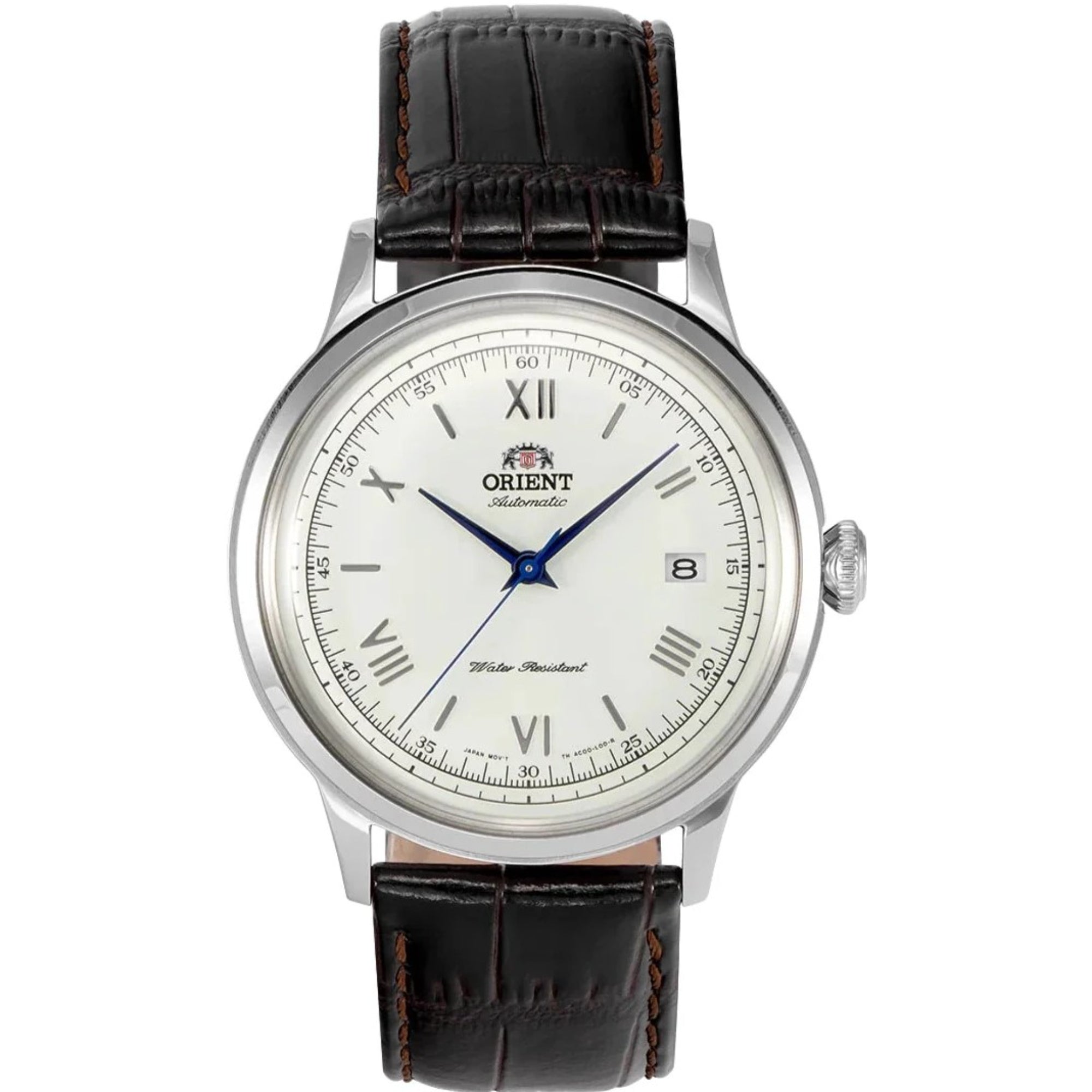 Orient Bambino Classic Vintage Style Automatic White Dial Brown Leather Strap Men’s Dress Watch TAC00009W0