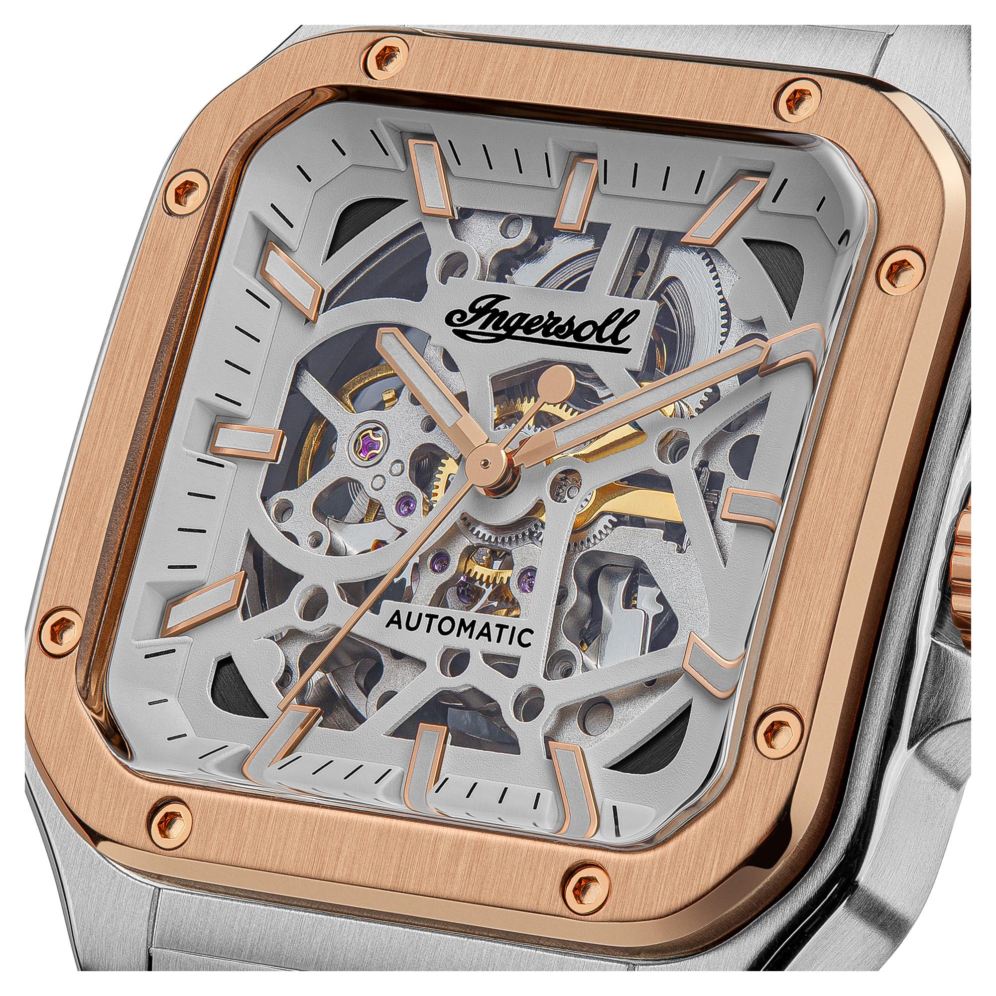 Ingersoll The Ollie Automatic Grey Skeleton Dial Two-Tone Stainless Steel Bracelet Men's Watch I14502
