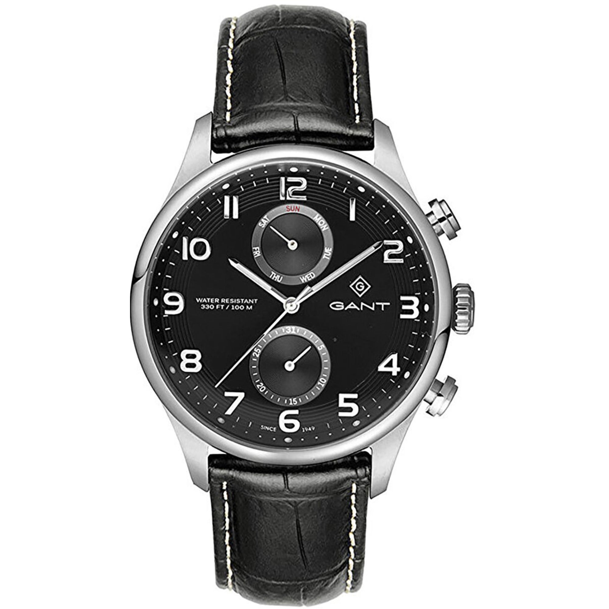 Gant Southampton Quartz Black Chronograph Dial Black Leather Strap Men's Watch G175001