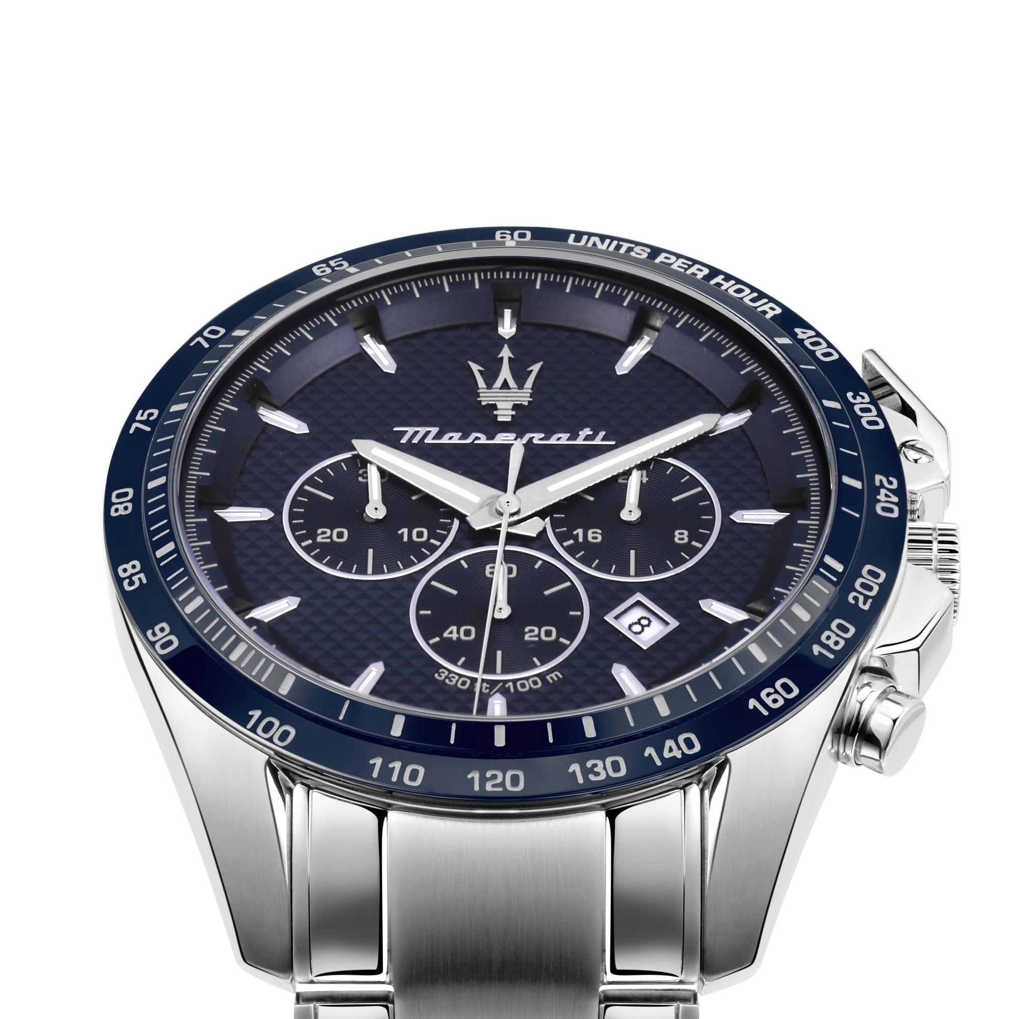Maserati Traguardo Quartz Blue Chronograph Dial Steel Bracelet Men's Watch R8873612043