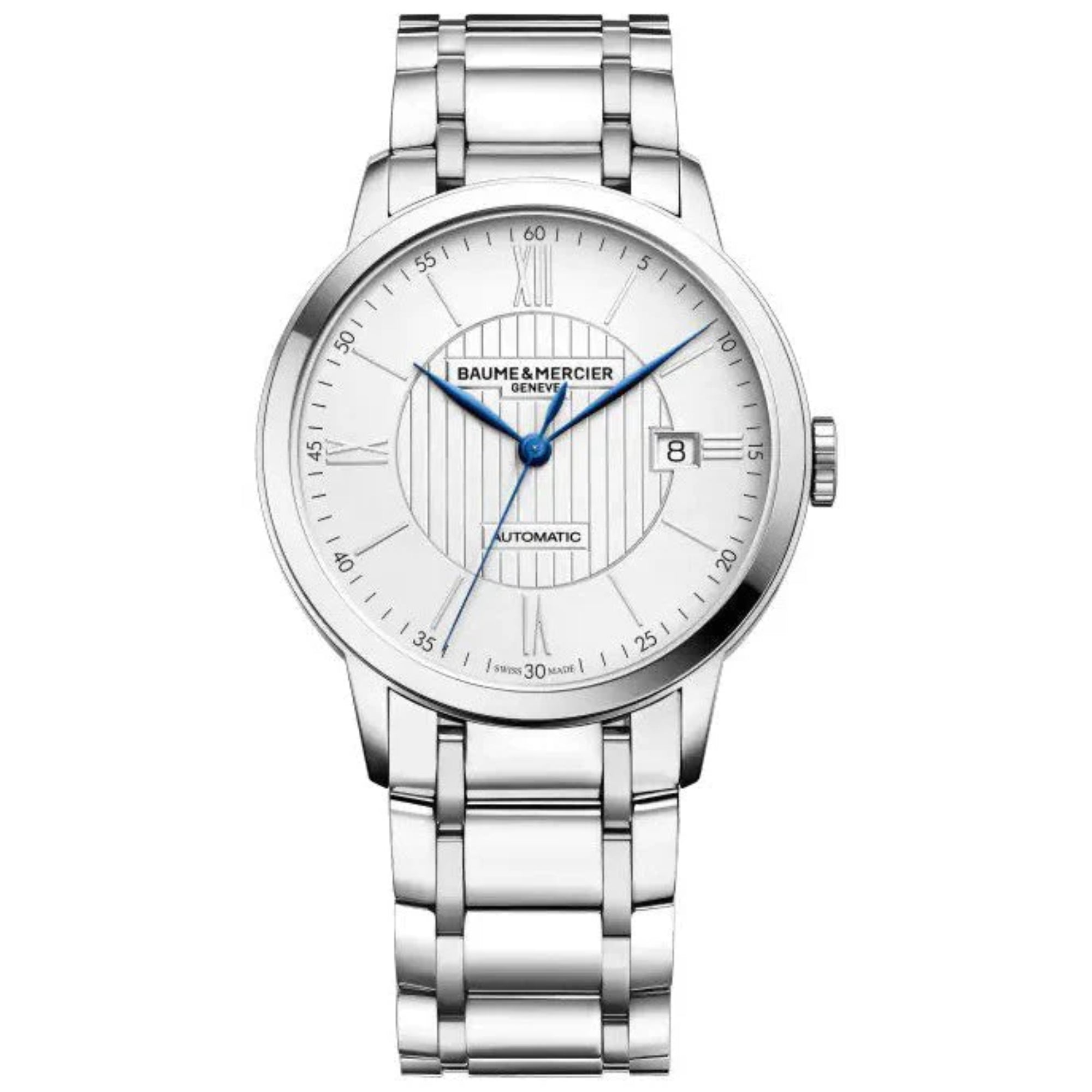 Baume & Mercier Classima Automatic White Dial Stainless Steel Bracelet Men's Watch BM0A10215