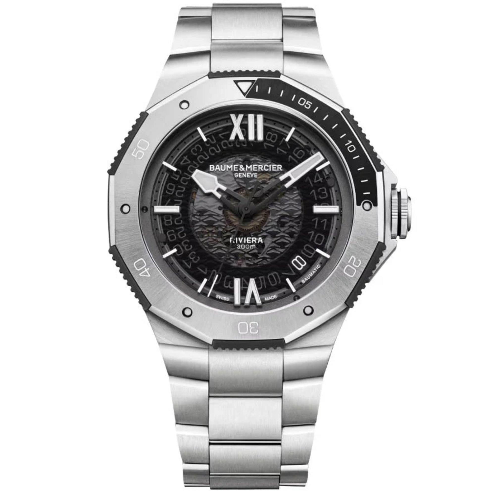 Baume & Mercier Riviera Baumatic Automatic Black Dial Stainless Steel Bracelet Men?s Watch BM0A10717
