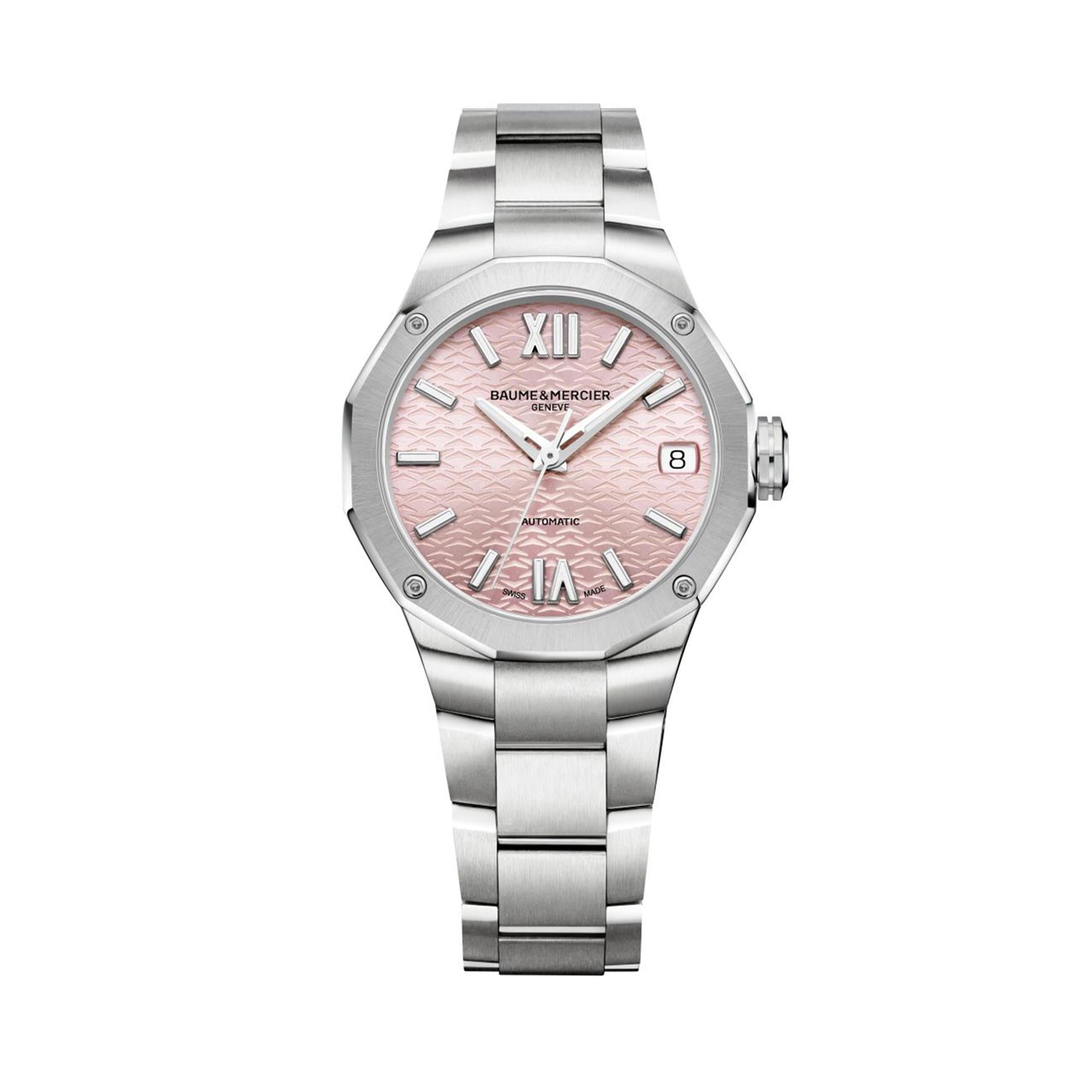 Baume & Mercier Riviera Swiss-made Automatic Pink Dial Stainless Steel Bracelet Ladies Watch BM0A10675