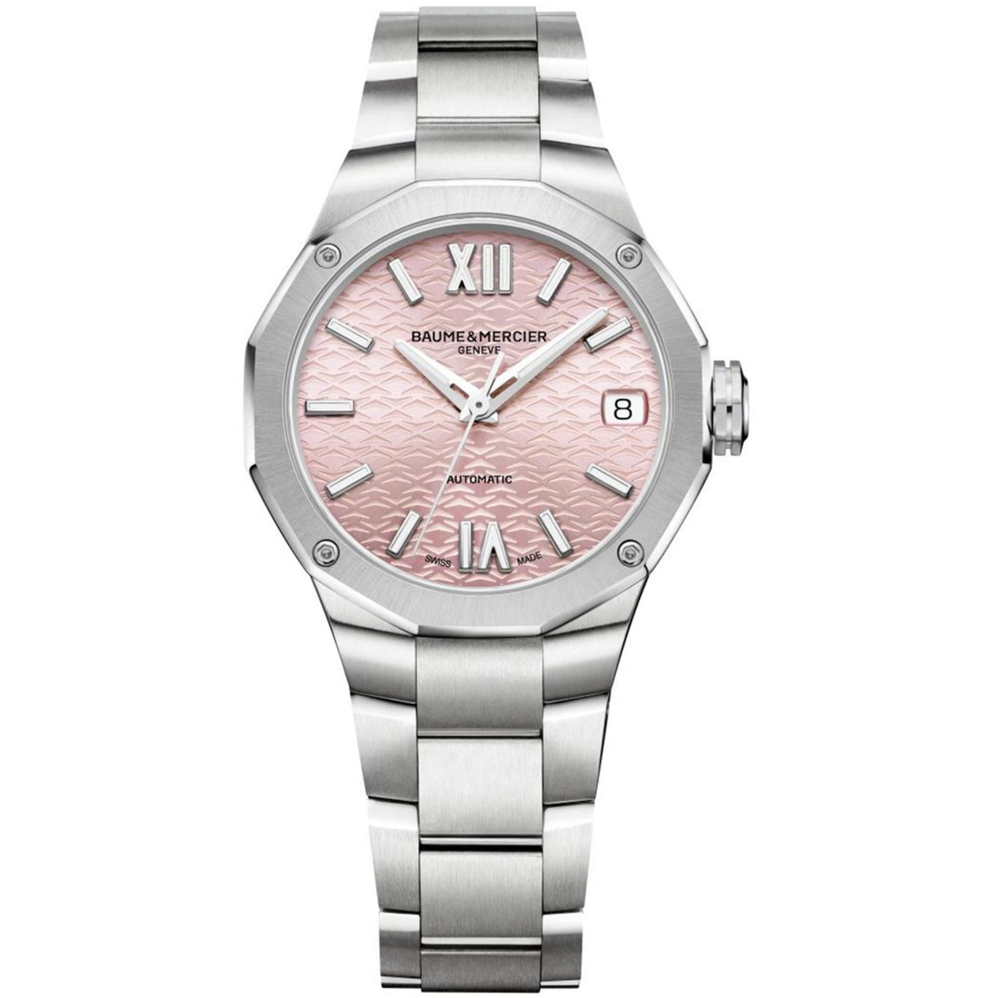 Baume & Mercier Riviera Swiss-made Automatic Pink Dial Stainless Steel Bracelet Ladies Watch BM0A10675