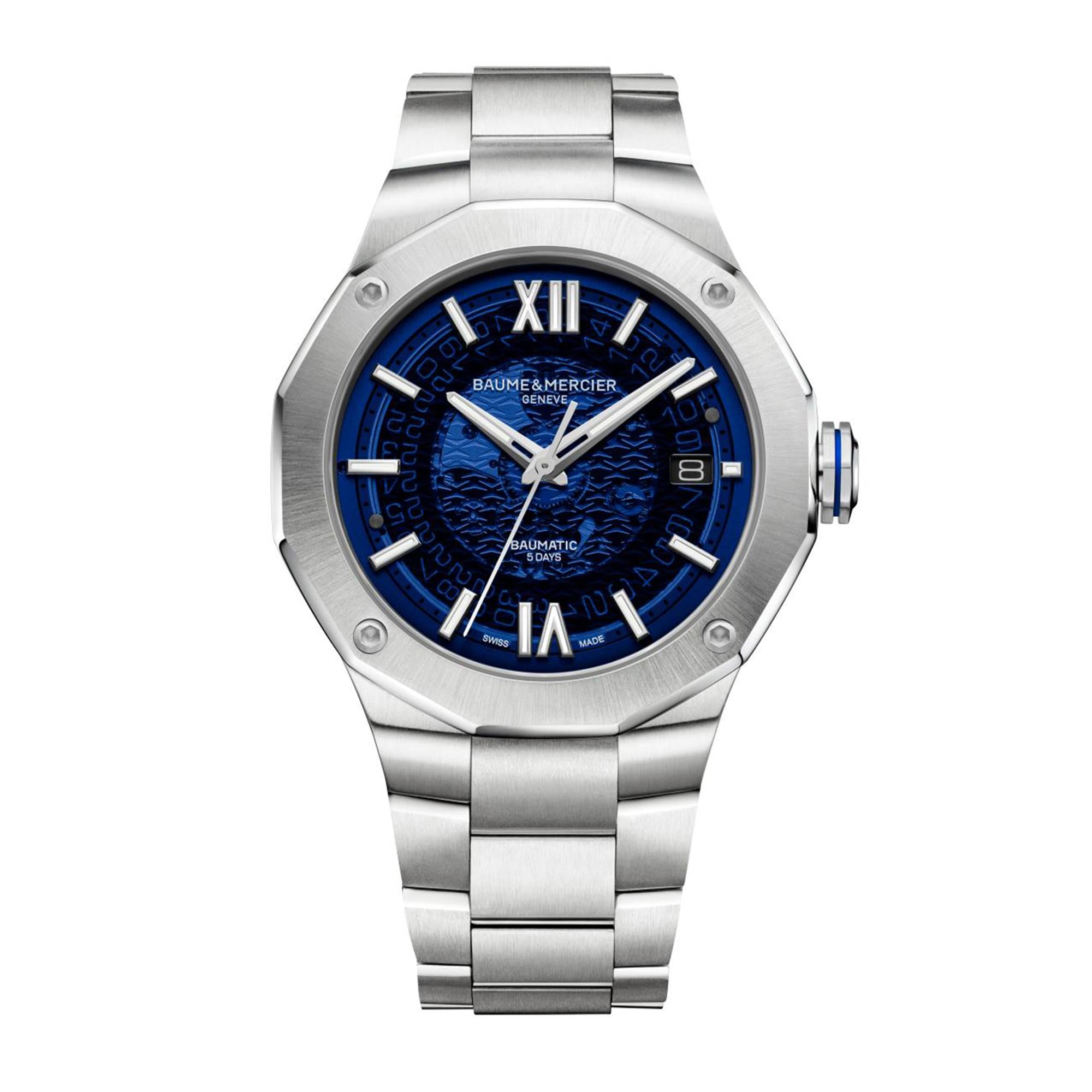 Baume & Mercier Riviera Baumatic Automatic Blue Dial Stainless Steel Bracelet Men’s Watch BM0A10616