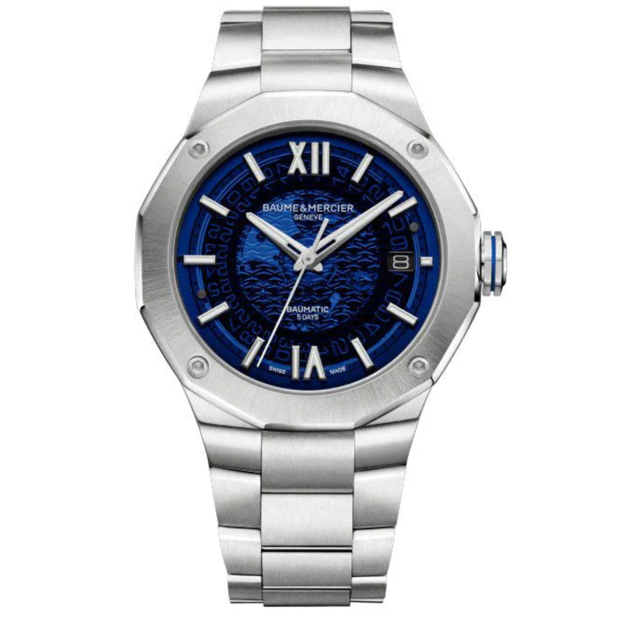 Baume & Mercier Riviera Baumatic Automatic Blue Dial Stainless Steel Bracelet Men’s Watch BM0A10616