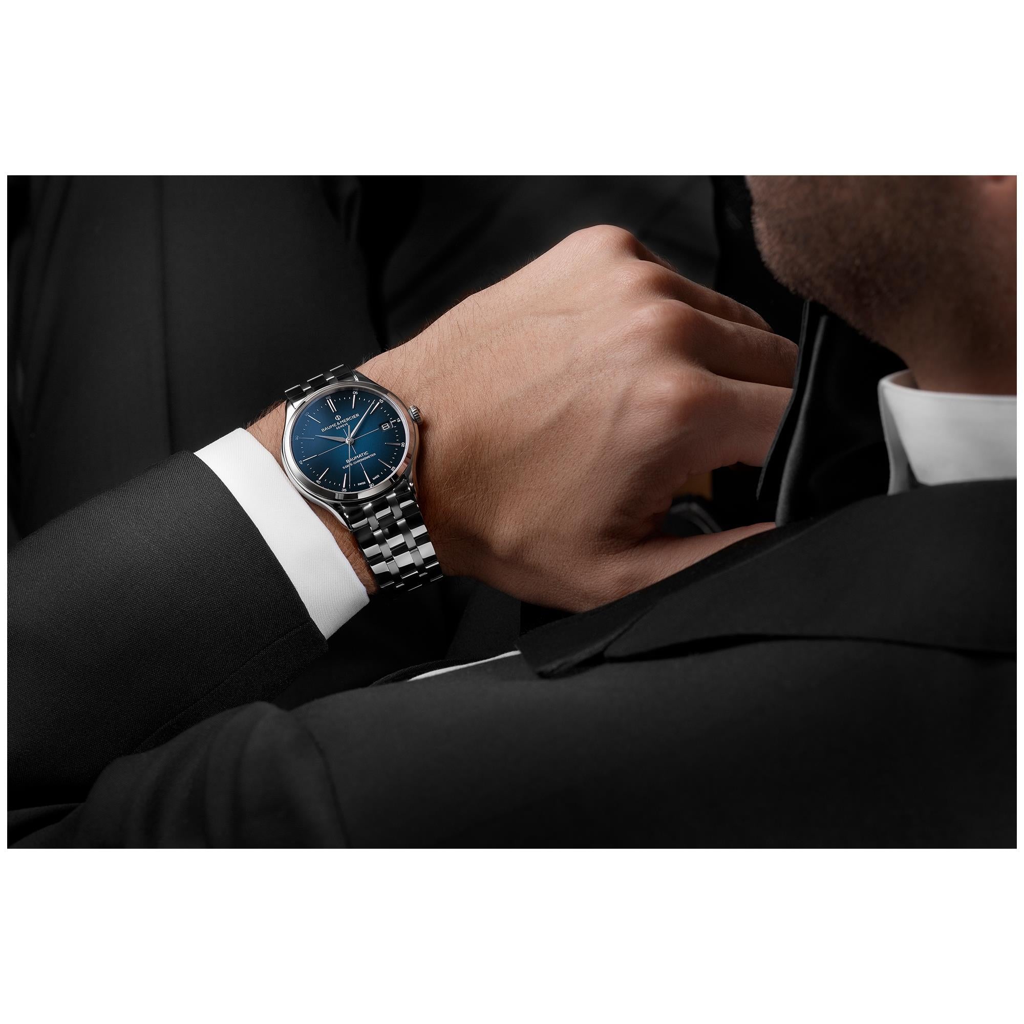 Baume & Mercier Clifton Baumatic Automatic Blue Dial Stainless Steel Bracelet Men’s Watch BM0A10468