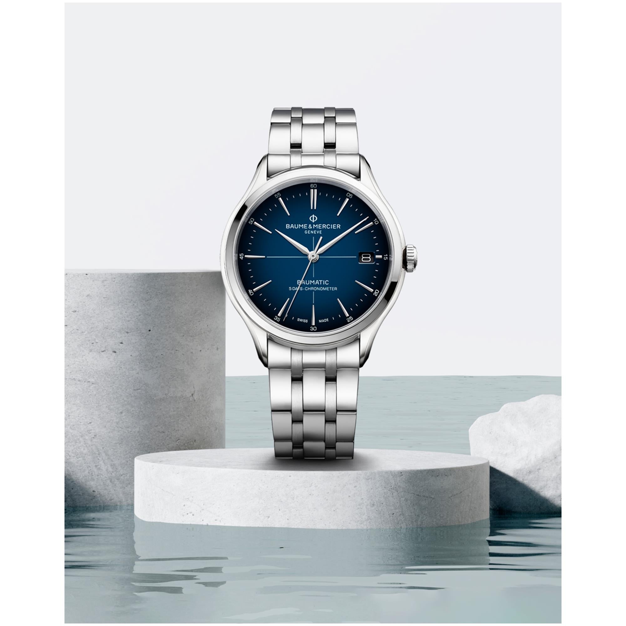 Baume & Mercier Clifton Baumatic Automatic Blue Dial Stainless Steel Bracelet Men’s Watch BM0A10468