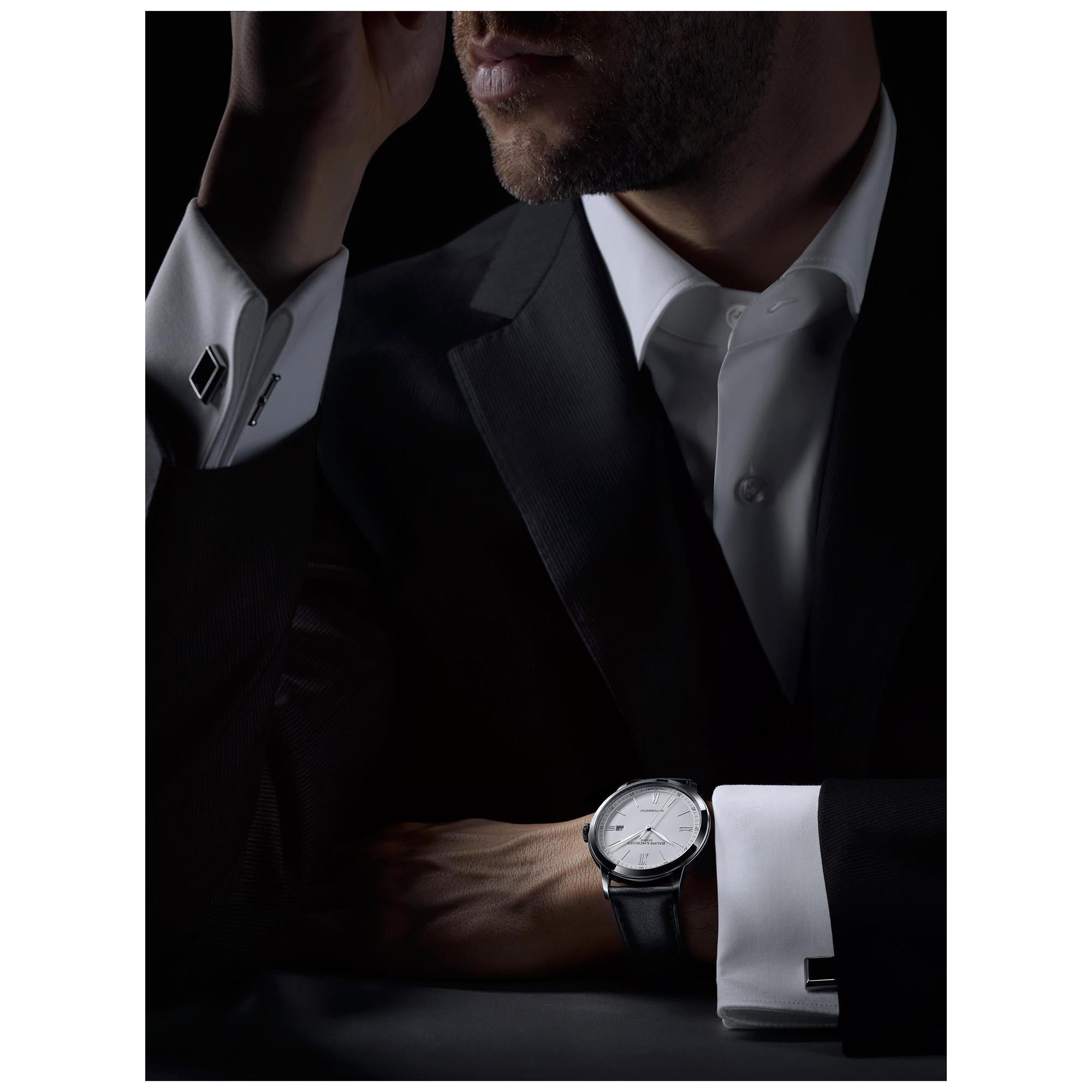 Baume & Mercier Classima Automatic White Dial Black Leather Strap Men's Watch BM0A10332