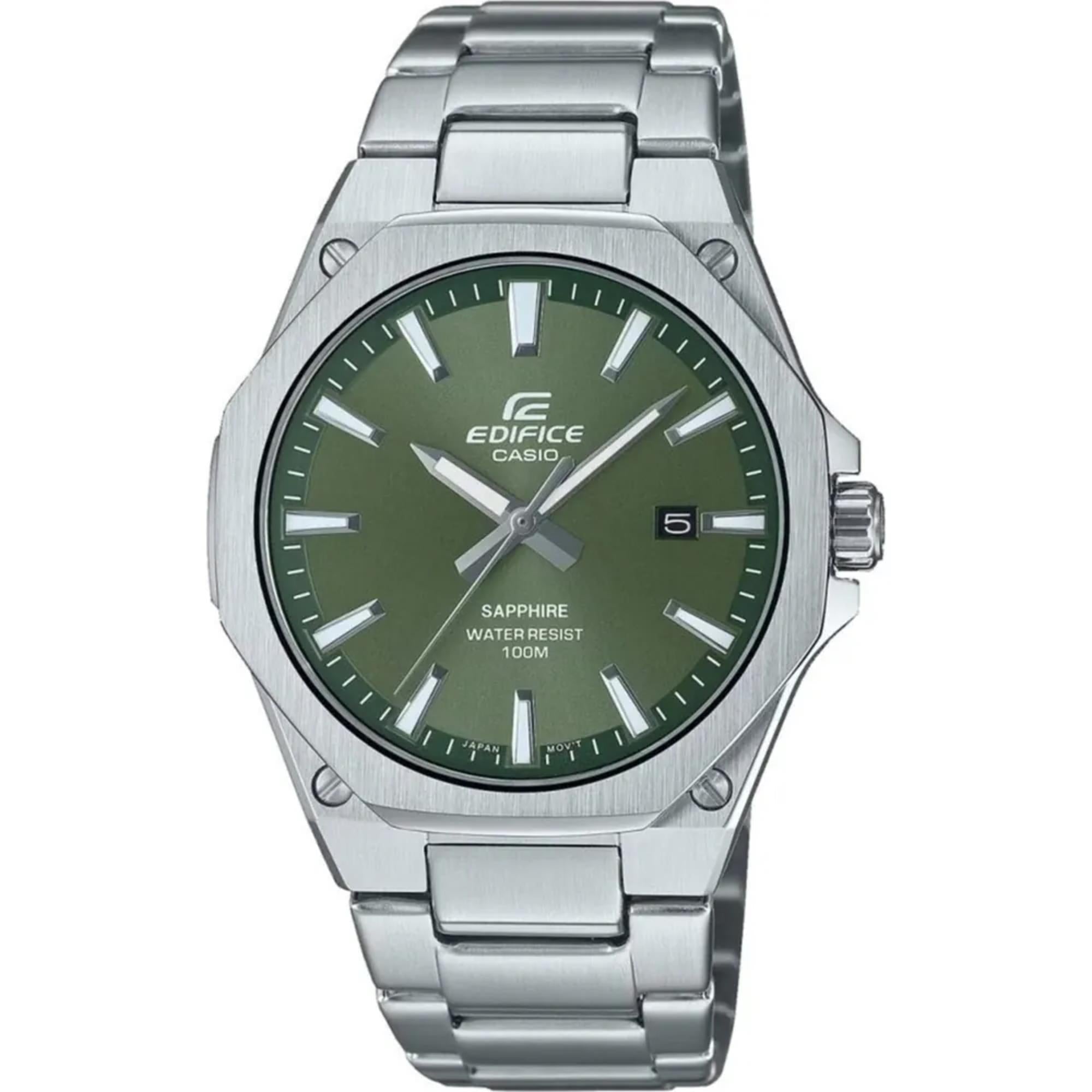 Casio Edifice Slim Analogue Green Dial Stainless Steel Bracelet Men's Watch EFR-S108D-3AVUEF