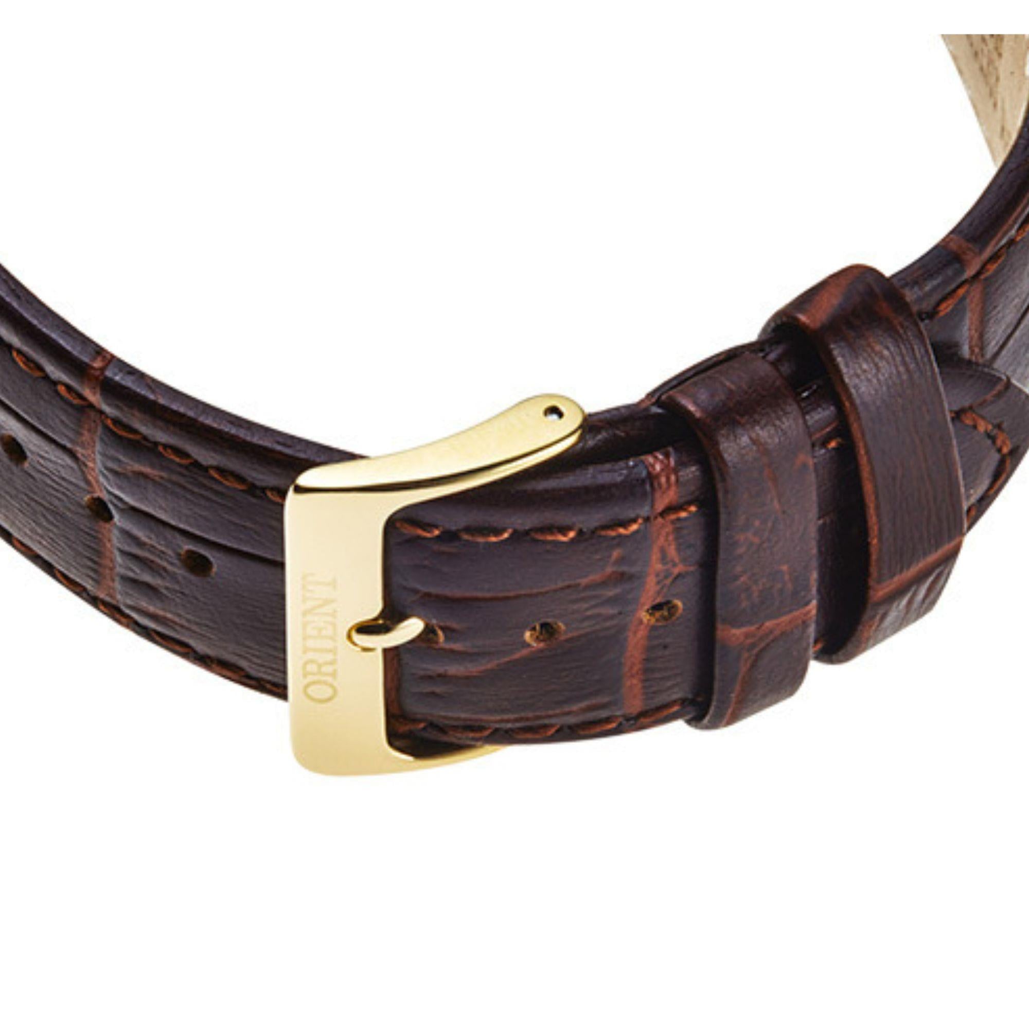 Orient Classic Semi-Skeleton Automatic White Dial Leather Strap Men’s Watch TAG00002W0