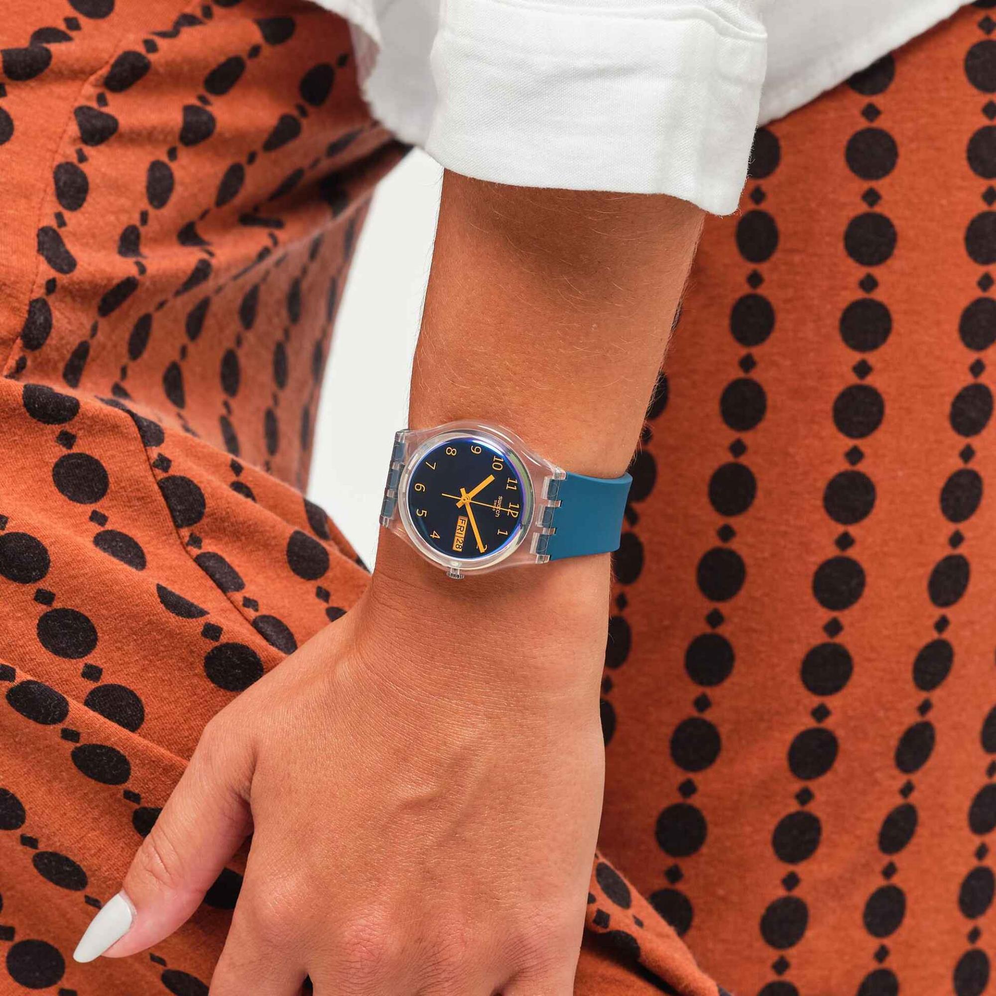 Swatch Blue Away Quartz Blue Dial Bio-sourced Strap Unisex Watch SO28K700