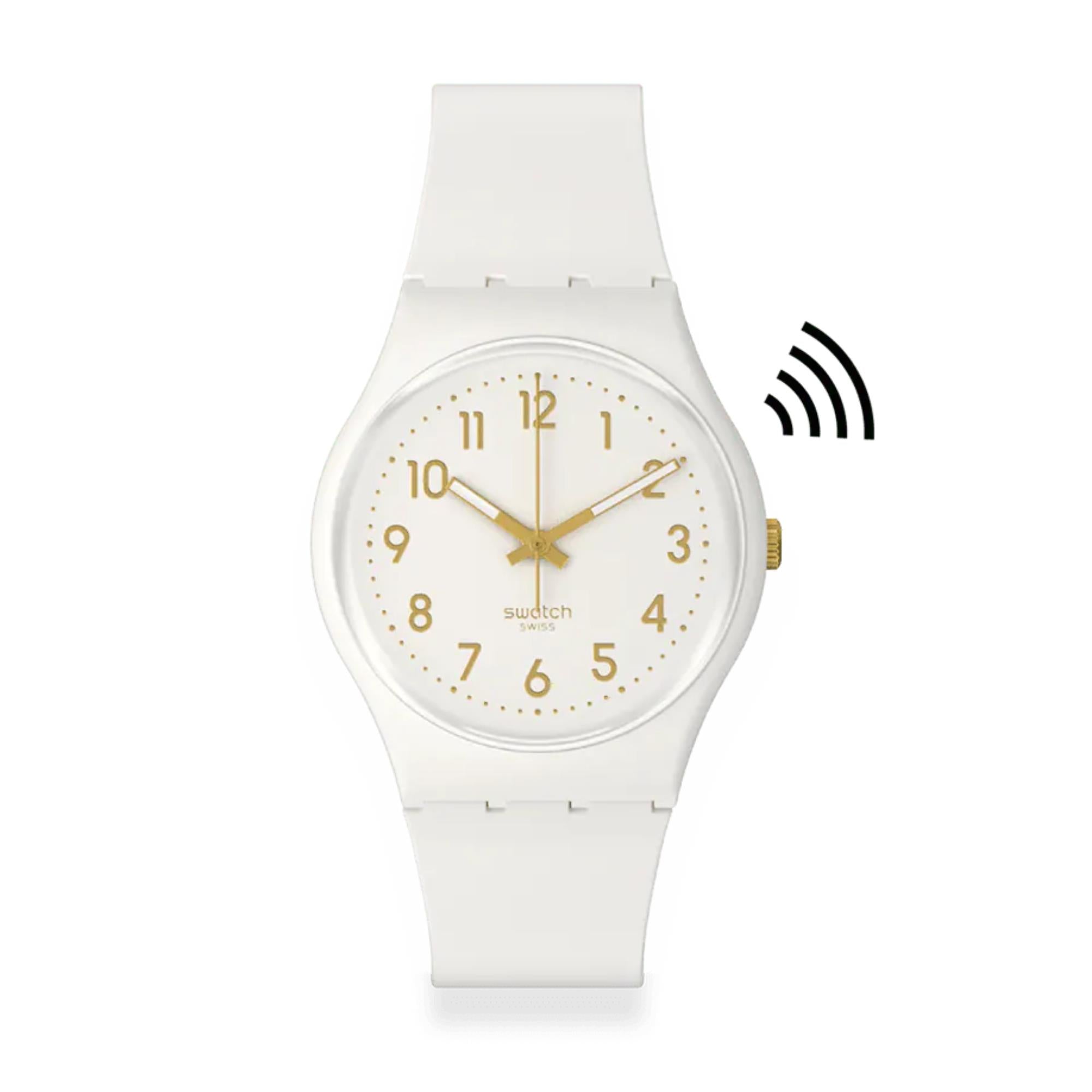Swatch SwatchPay! White Bishop Pay! Quartz White Dial Silicone Strap Unisex Watch SO28W111-5300