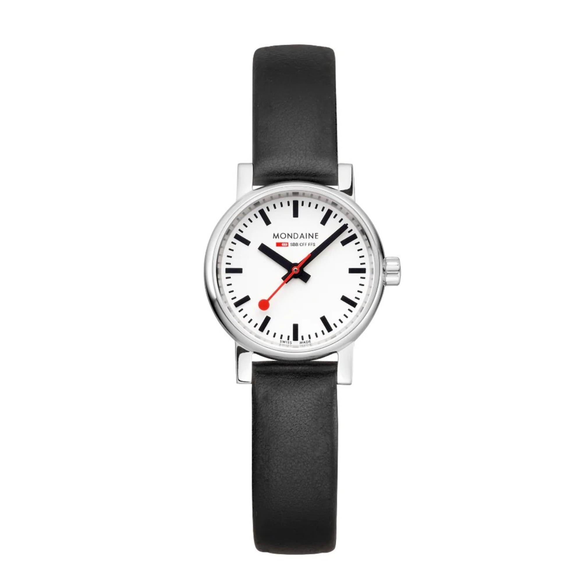 Mondaine EVO2 Quartz White Dial Black Vegan Grape Leather Strap Ladies Watch MSE.26110.LBV
