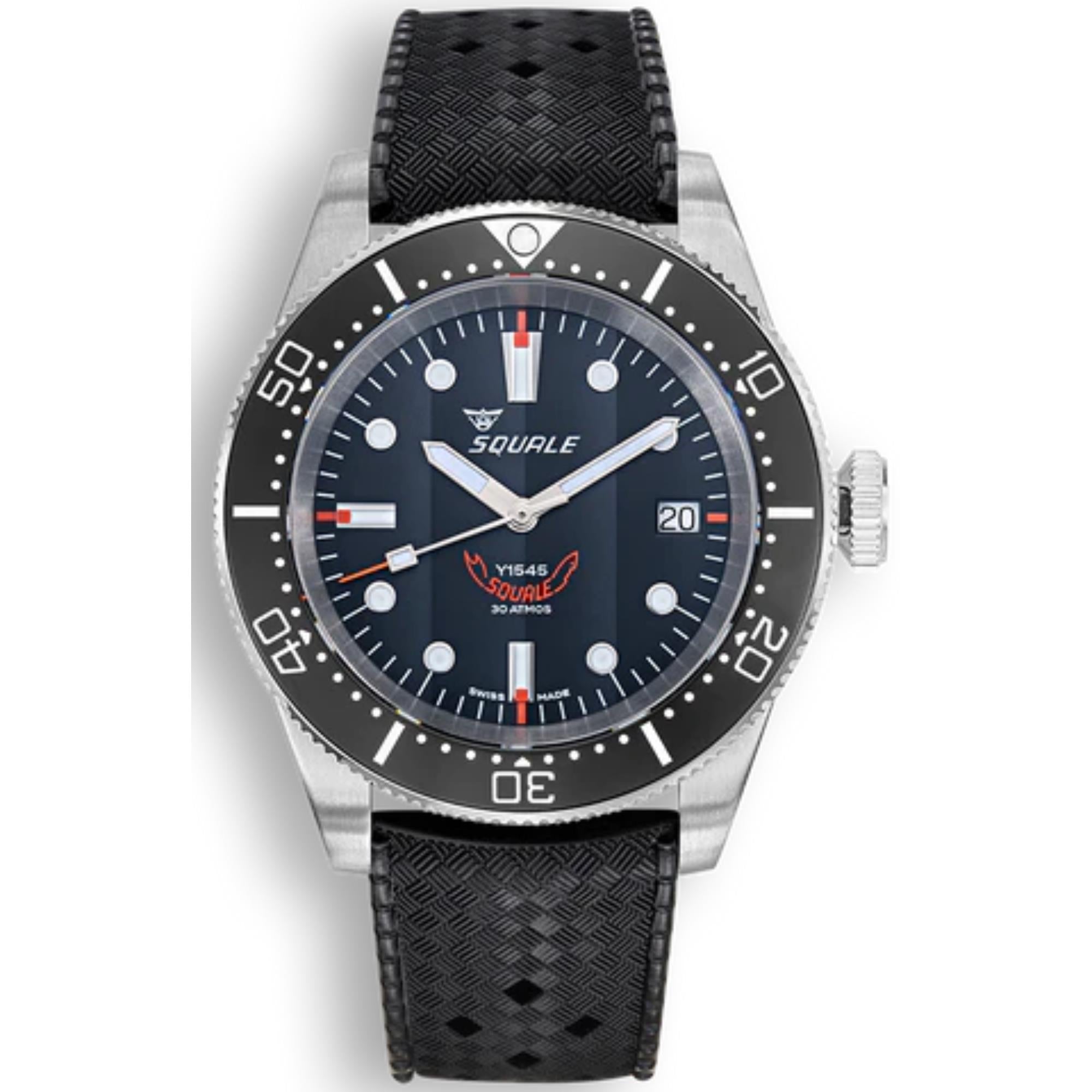 Squale 1545 Automatic Black Dial Black Rubber Strap Men’s Watch 1545BKBKC.HT