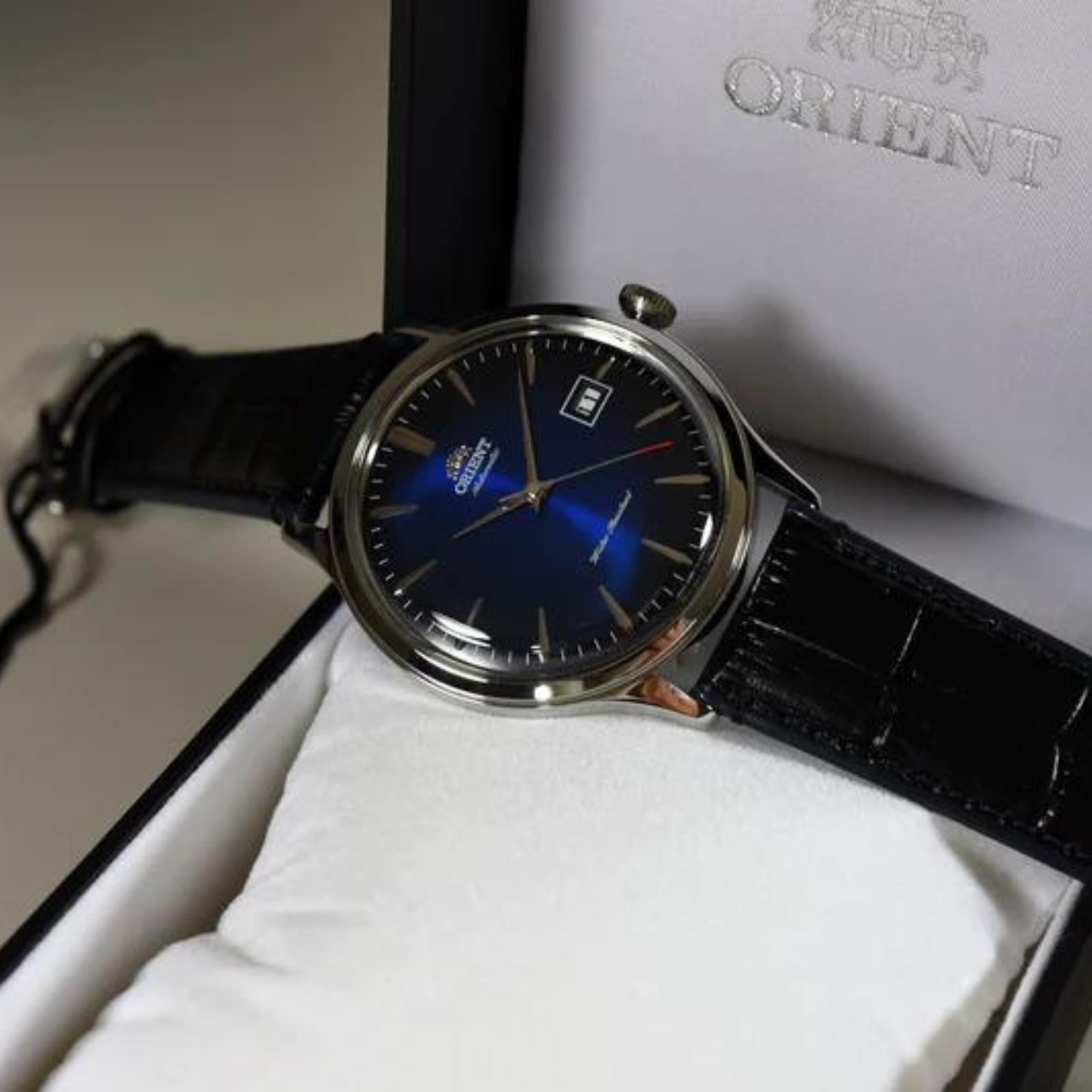 Orient Bambino 42mm Ex-Display Version 4 Classic Blue Dial Leather Mens Automatic Watch FAC08004D0