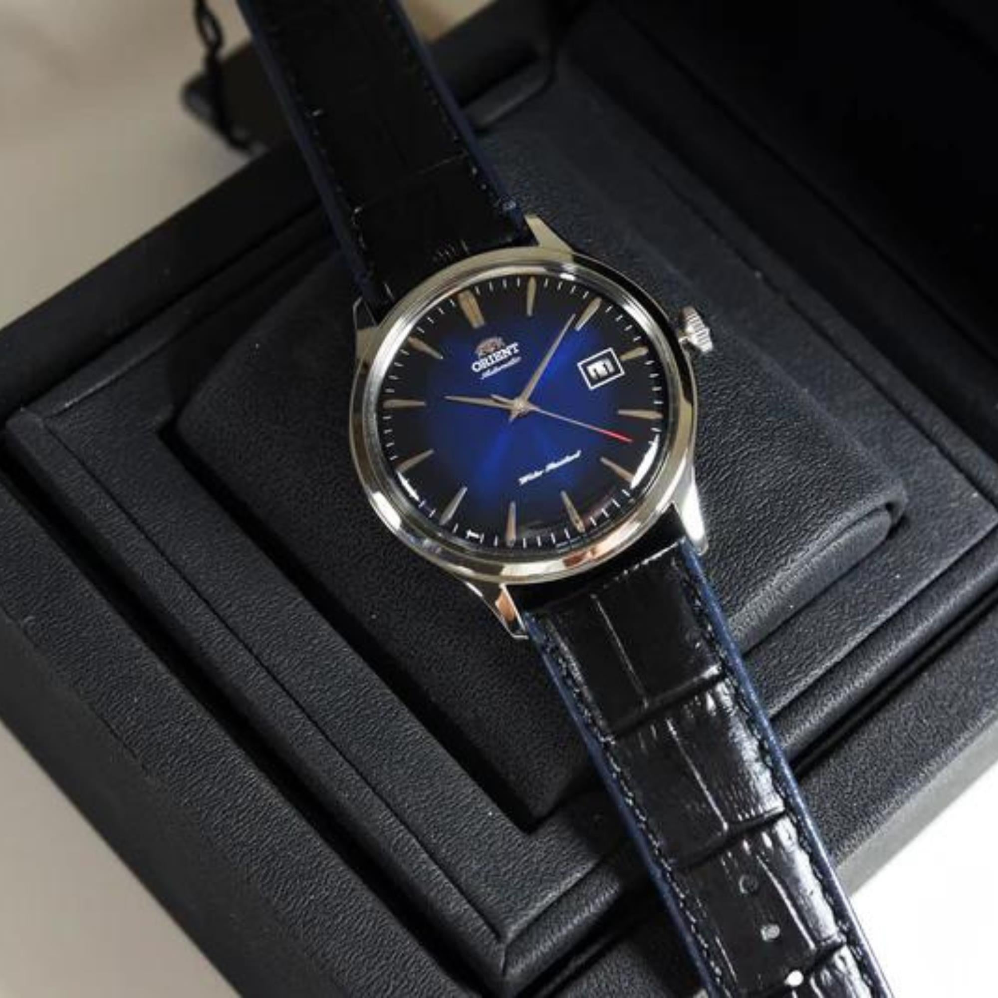 Orient Bambino 42mm Ex-Display Version 4 Classic Blue Dial Leather Mens Automatic Watch FAC08004D0