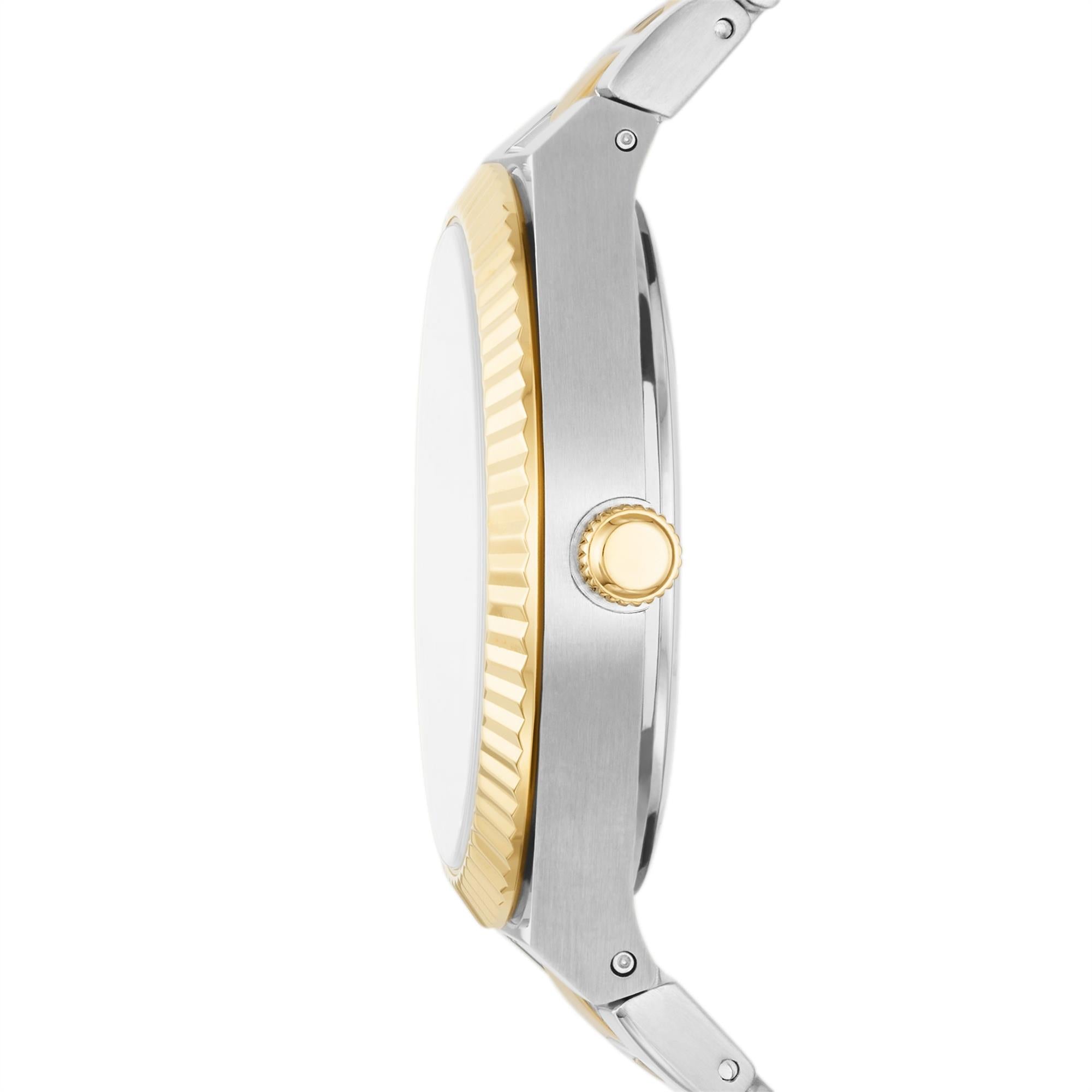 Fossil Scarlette Date Two-Tone Stainless Steel Silver Dial Women's Watch ES5259