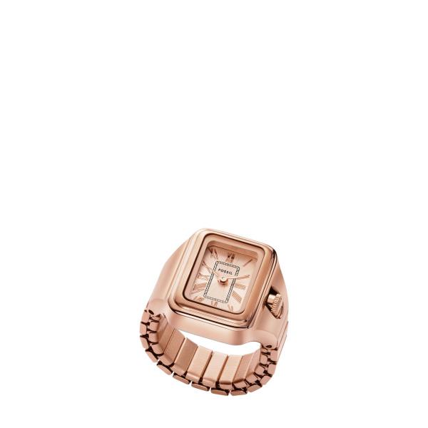 Fossil Raquel Rose Gold-Tone Stainless Steel Rose Gold Dial Ring Ladies Watch ES5345