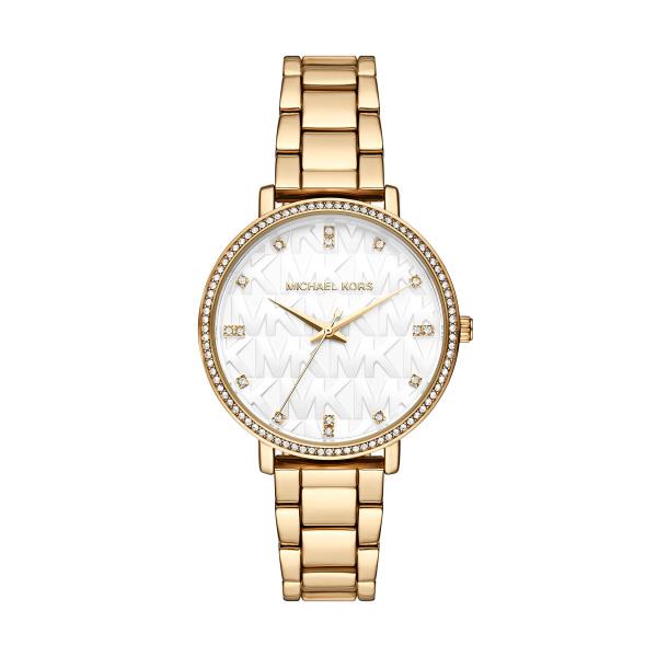 Michael Kors Pyper White Dial with Gold-Tone Stainless Steel Strap Ladies Watch MK4666