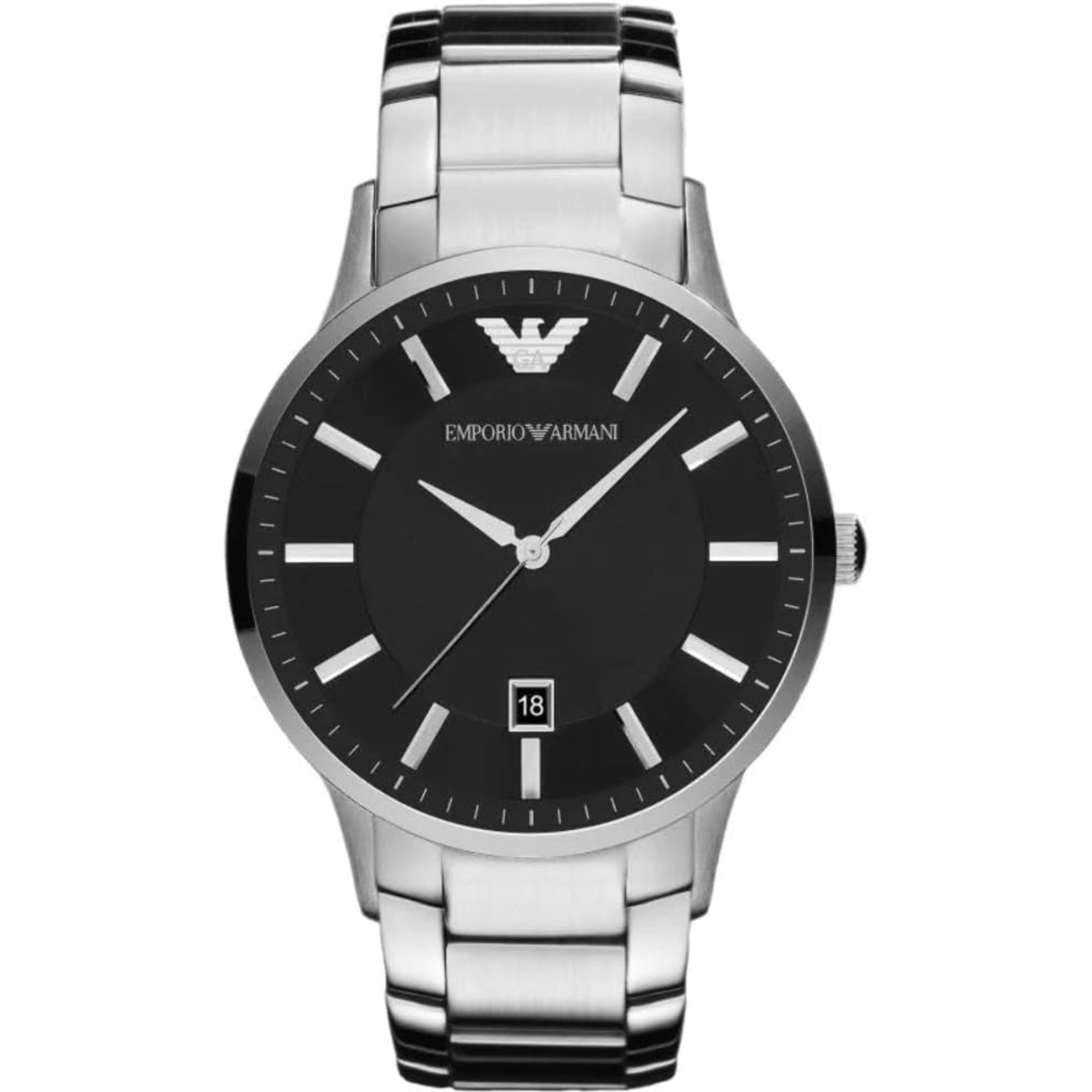 Emporio Armani Quartz Black Dial Steel Strap Men's Watch AR11181
