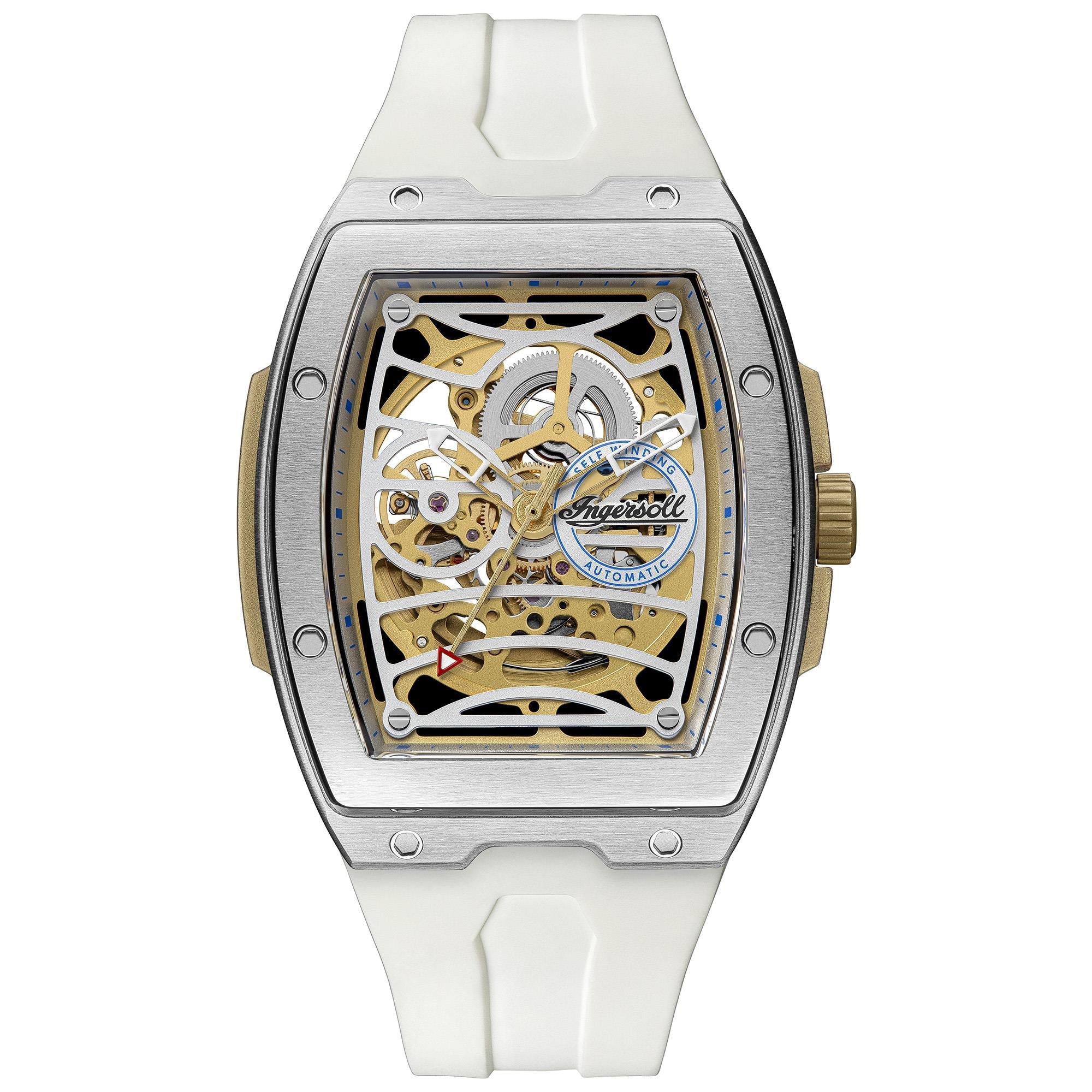 Ingersoll The Challenger Automatic White Dial White PU Strap Men's Watch I12309