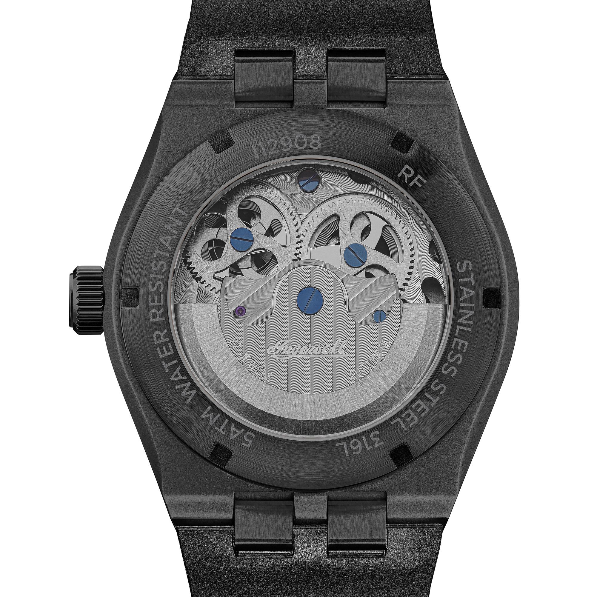 Ingersoll 1892 The Broadway Automatic Black Skeleton Dial Black PU Strap Men's Watch I12908