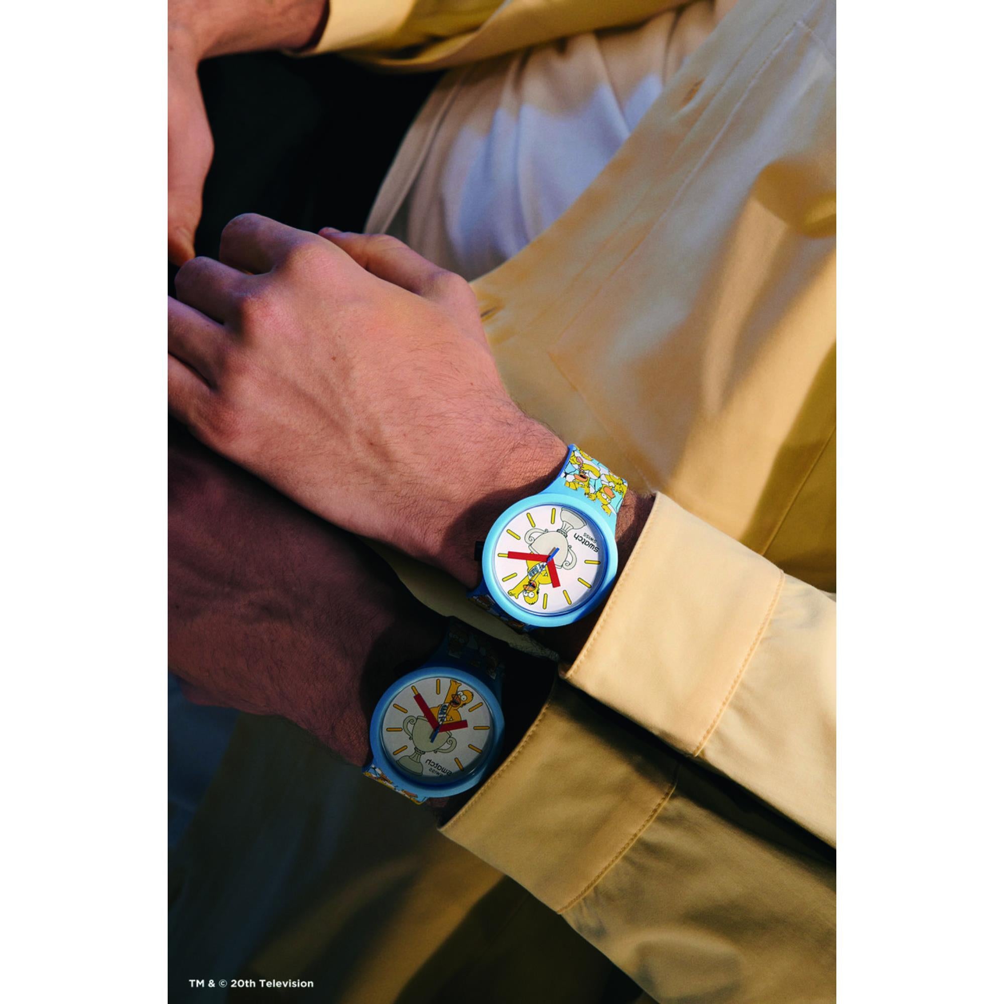 Swatch BIG BOLD BEST. DAD. EVER. White Dial Blue Silicone Strap Unisex Watch SB05Z100