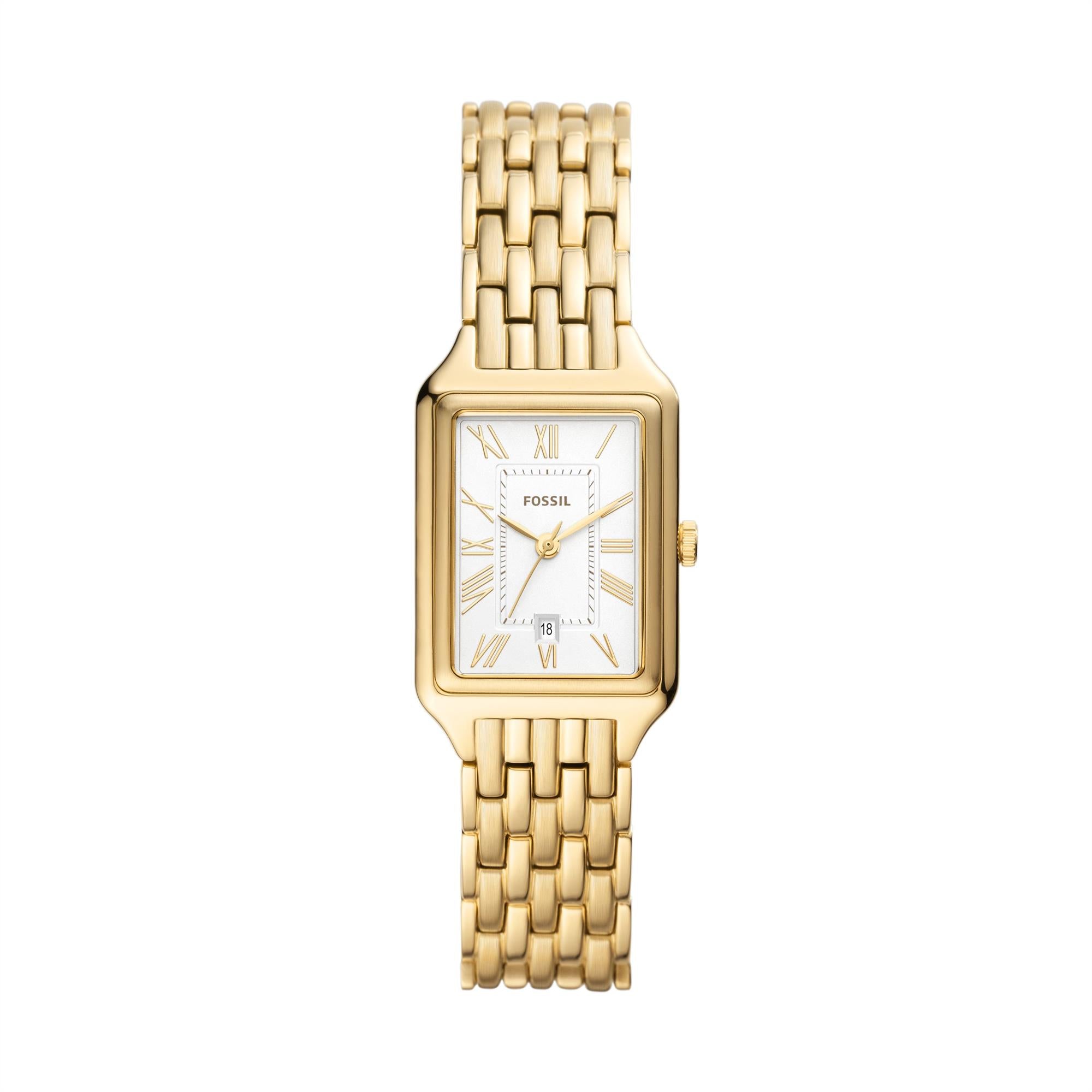 Fossil Raquel Date Gold-Tone Stainless Steel Silver Dial Women's Watch ES5220