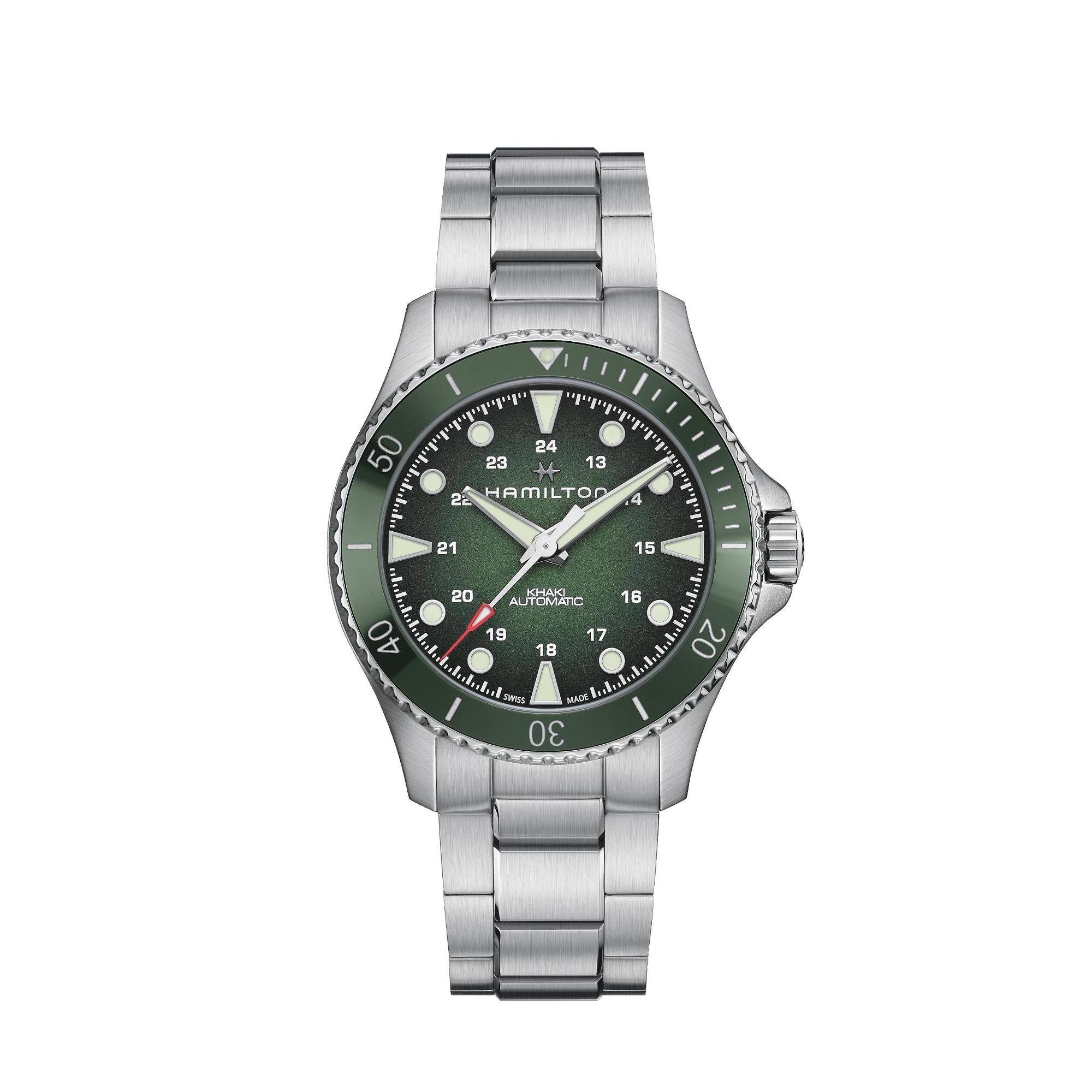 Hamilton Khaki Navy Scuba Automatic Green Dial Stainless Steel Bracelet Men's Watch H82525160