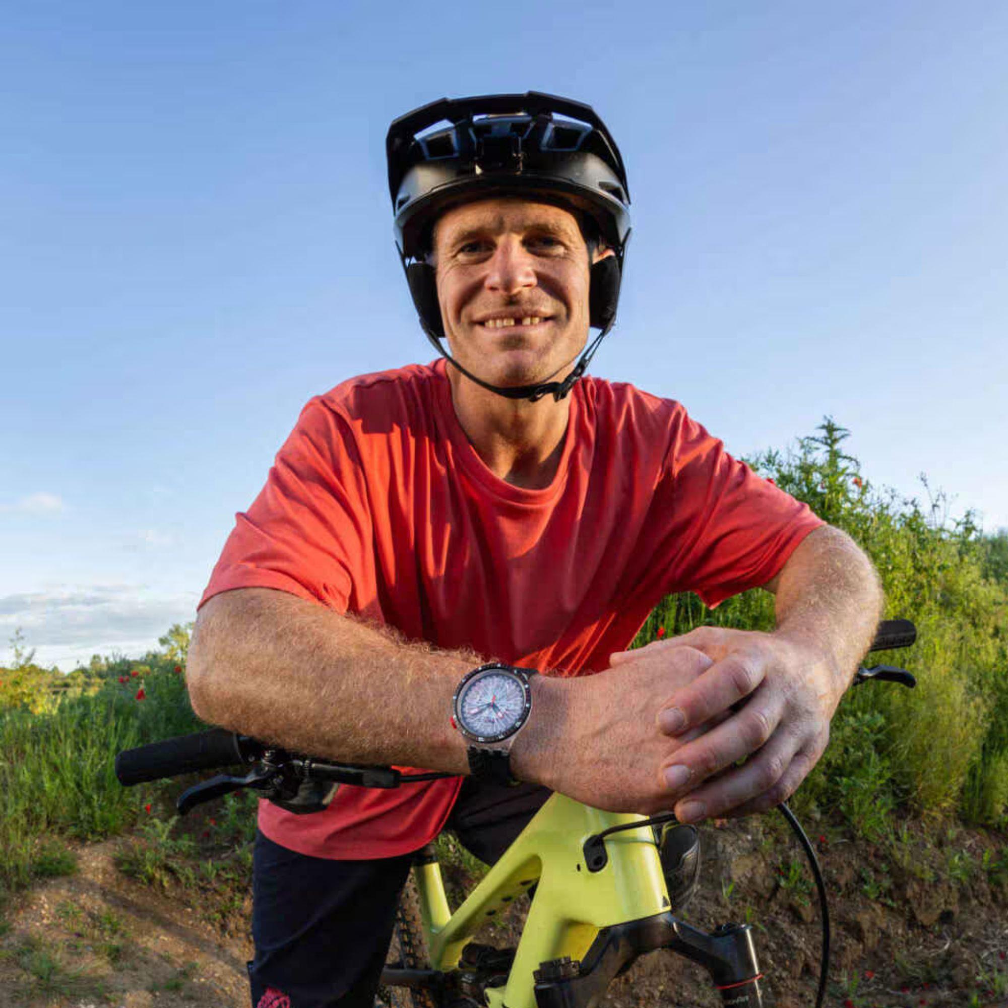 Swatch THE PILGRIM - TREAD ON IT Transparent Dial Silicone Strap Watch SB05K103