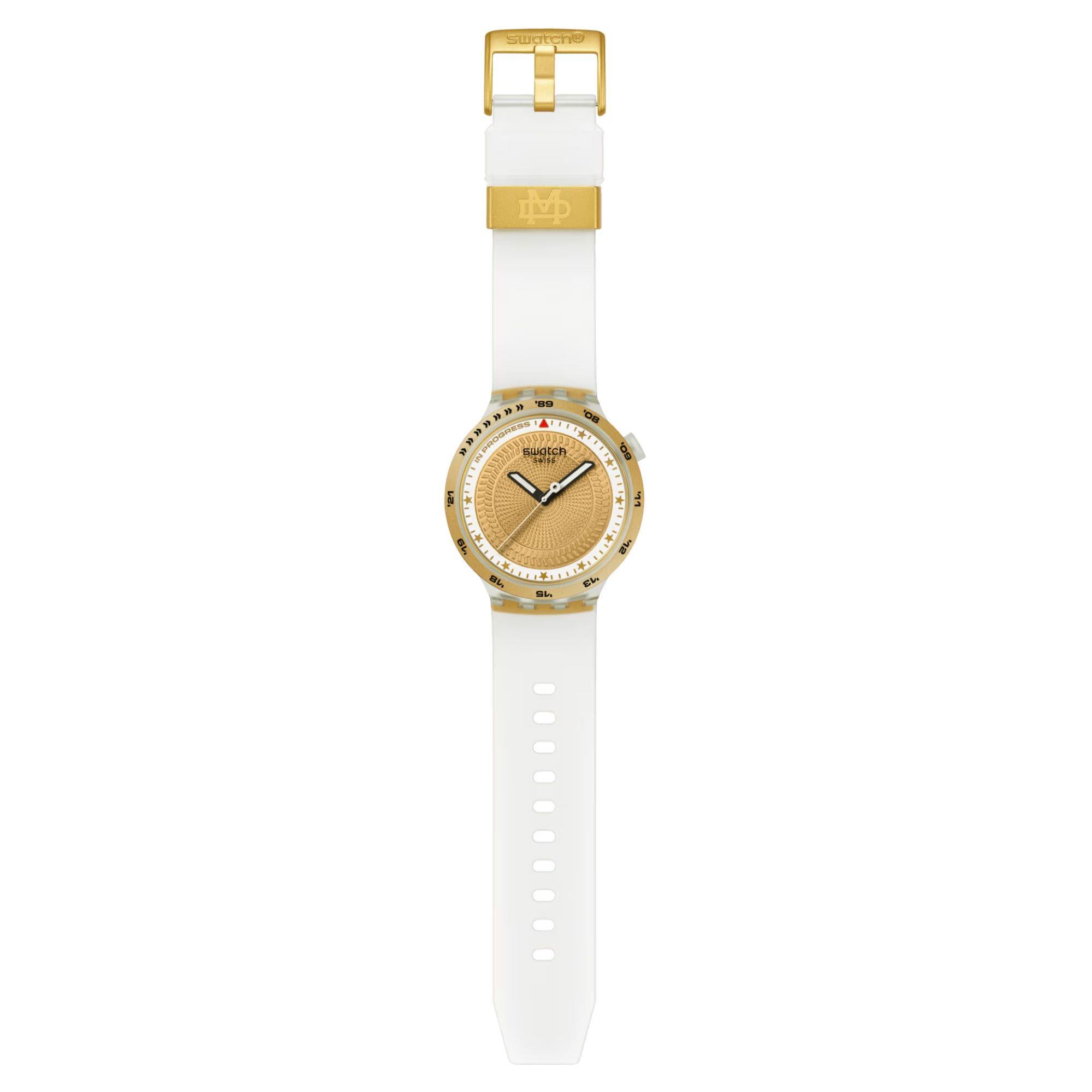 Swatch G-TURN Gold Dial Silicone Strap Men's Watch SB05K105