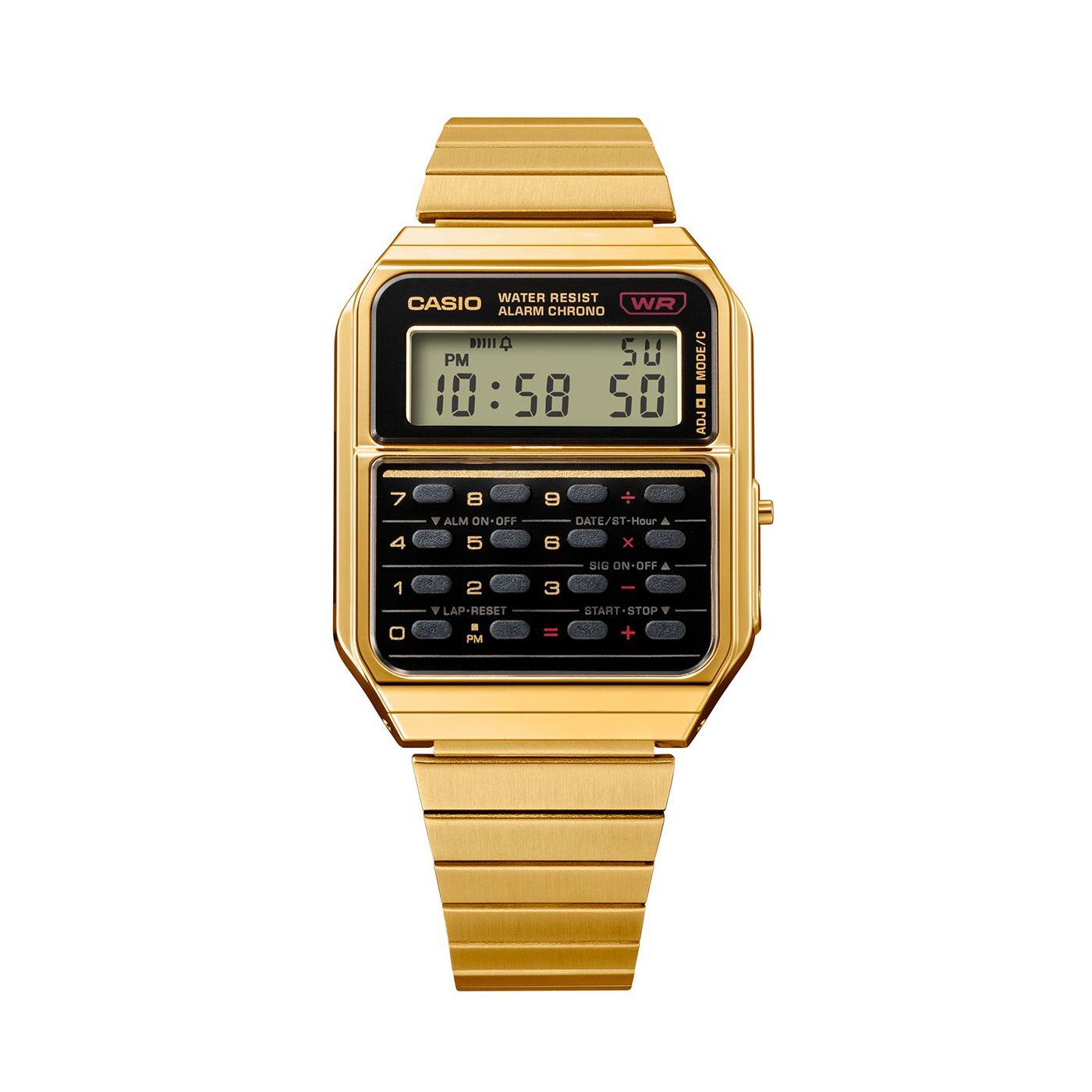 Casio Vintage Digital Calculator Gold Tone Steel Strap Quartz Unisex Watch CA-500WEG-1AEF