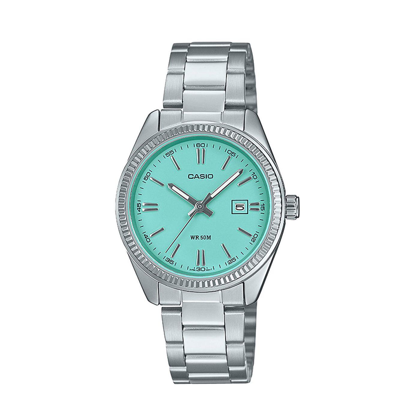Casio MTP Series Analogue Quartz ‘Tiffany Blue’ Dial Steel Strap Unisex Watch LTP-1302PD-2A2VEF