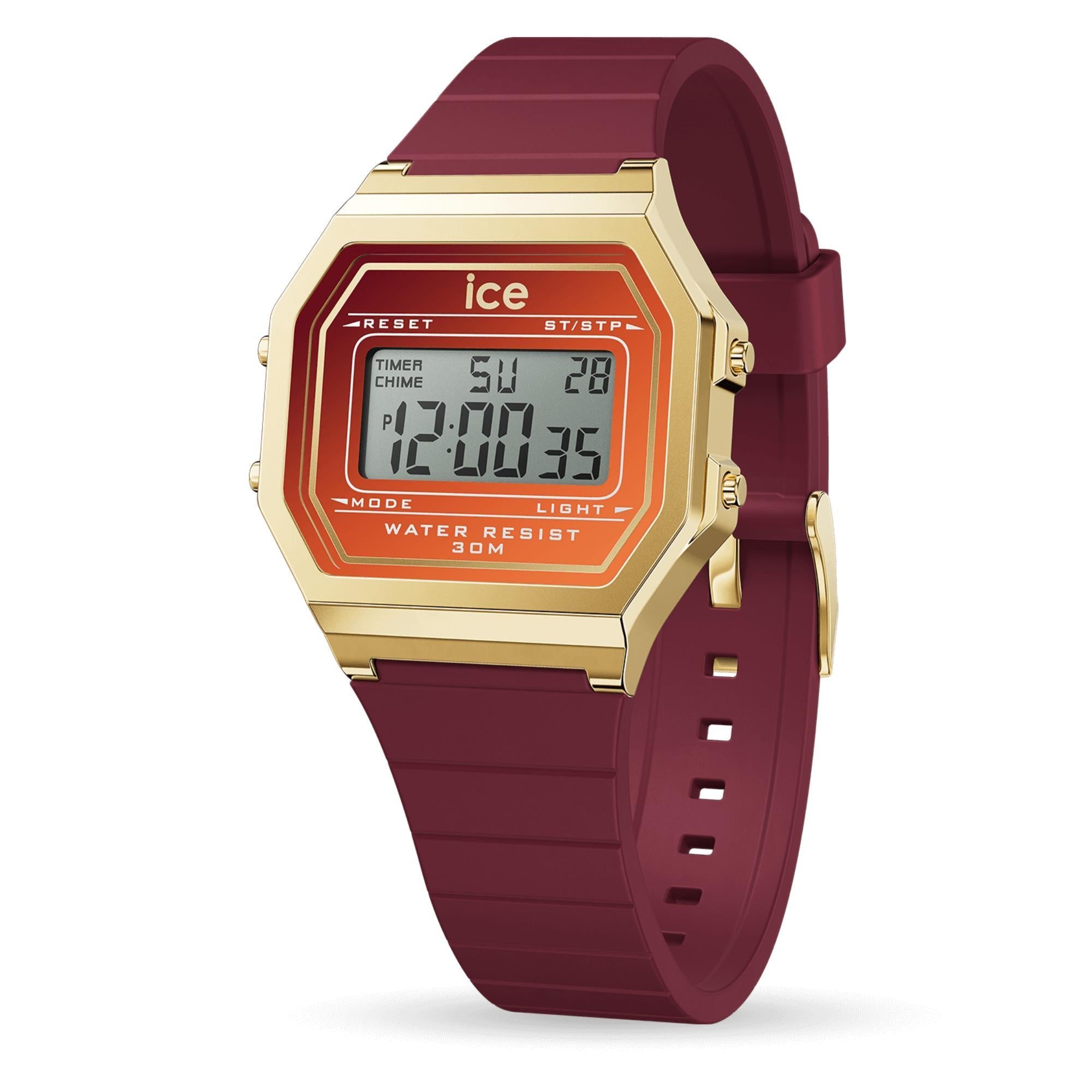 ICE Digit Retro Ruby Ember Silicone Strap Digital Men’s Watch 023312
