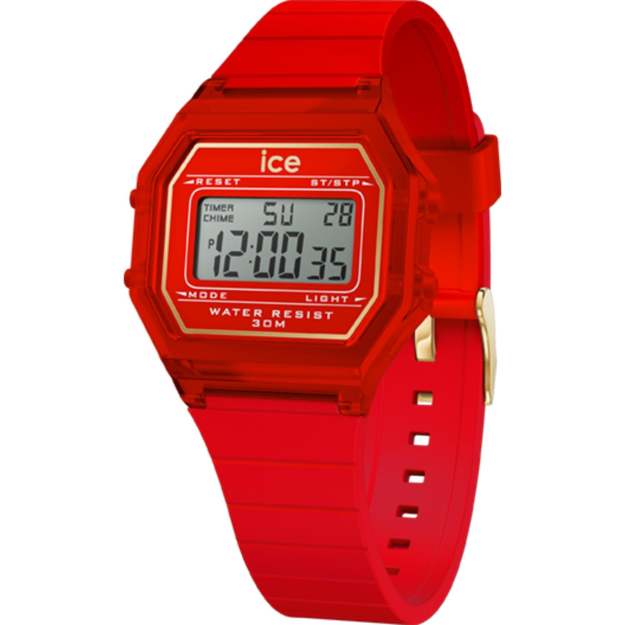 ICE Digit Retro Red Passion Clear Silicone Strap Digital Men’s Watch 022885
