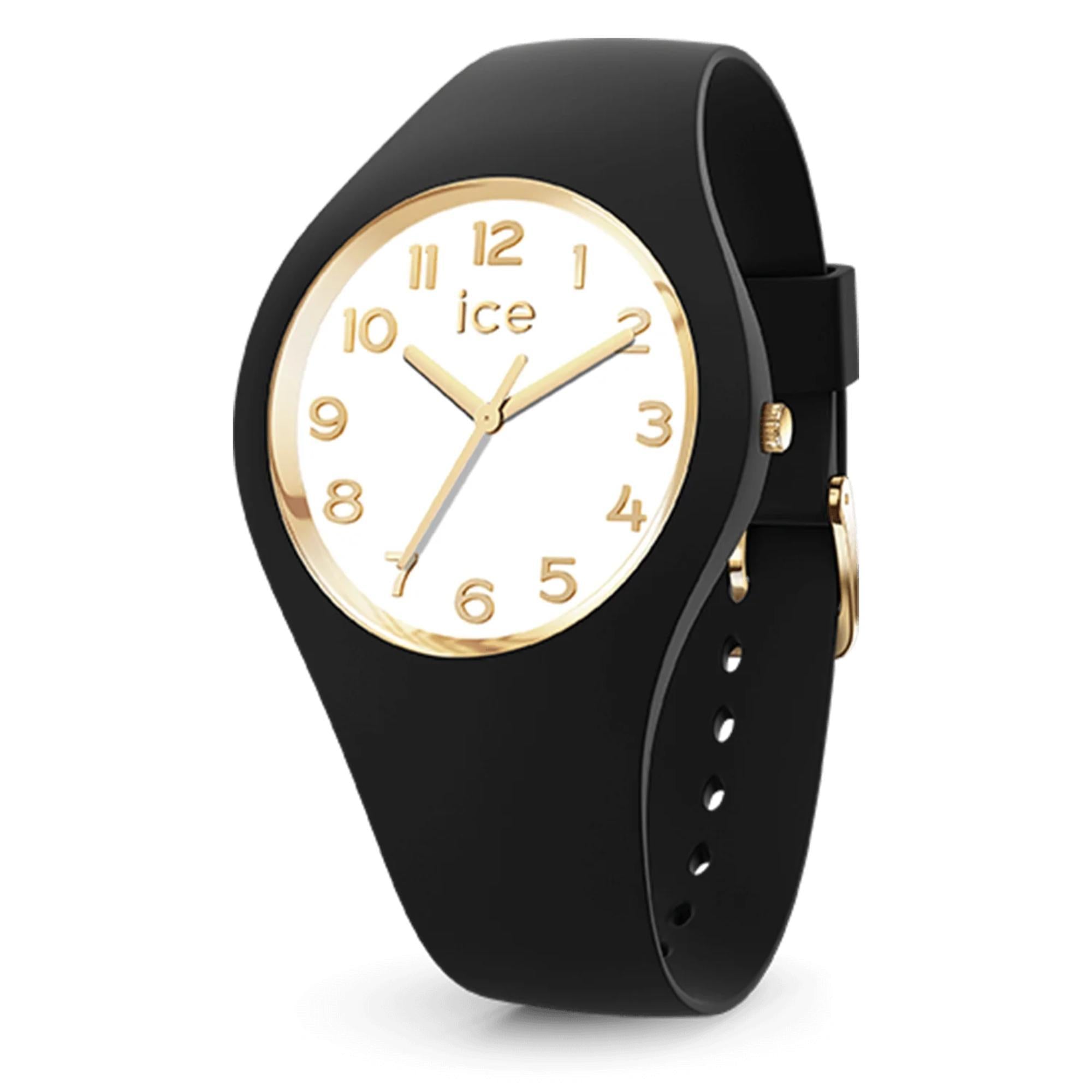 ICE Glam Black & White 3H Silicone Strap Analog Women’s Watch S37 022585