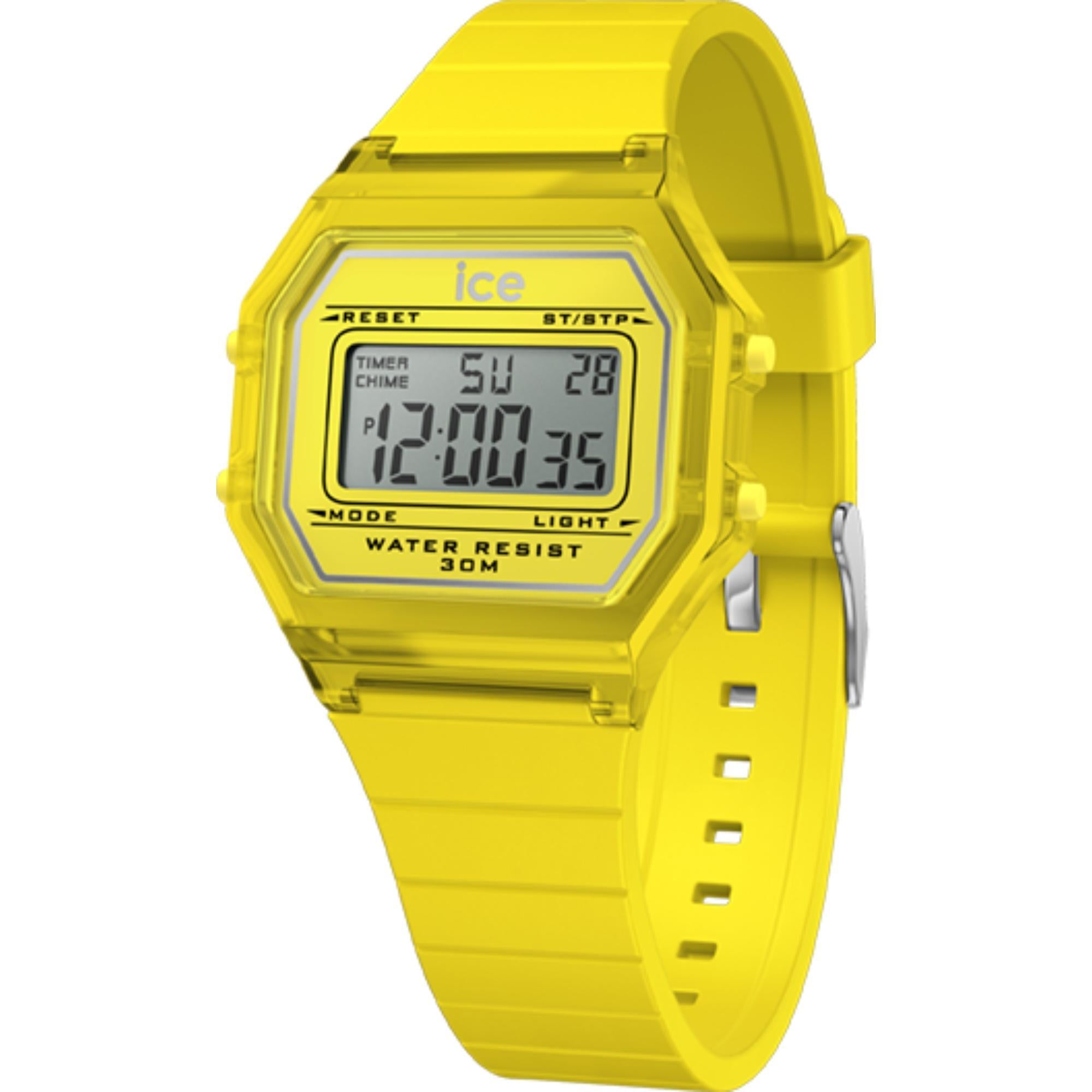 ICE Digit Retro Electric Yellow Clear Silicone Strap Digital Men’s Watch 022891