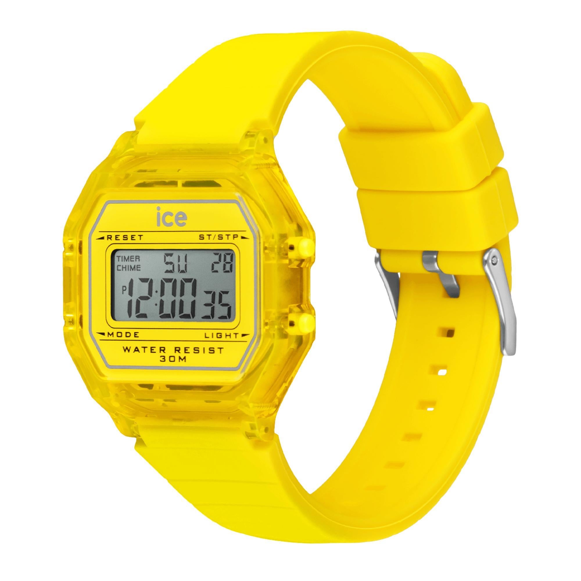 ICE Digit Retro Electric Yellow Clear Silicone Strap Digital Men’s Watch 022891