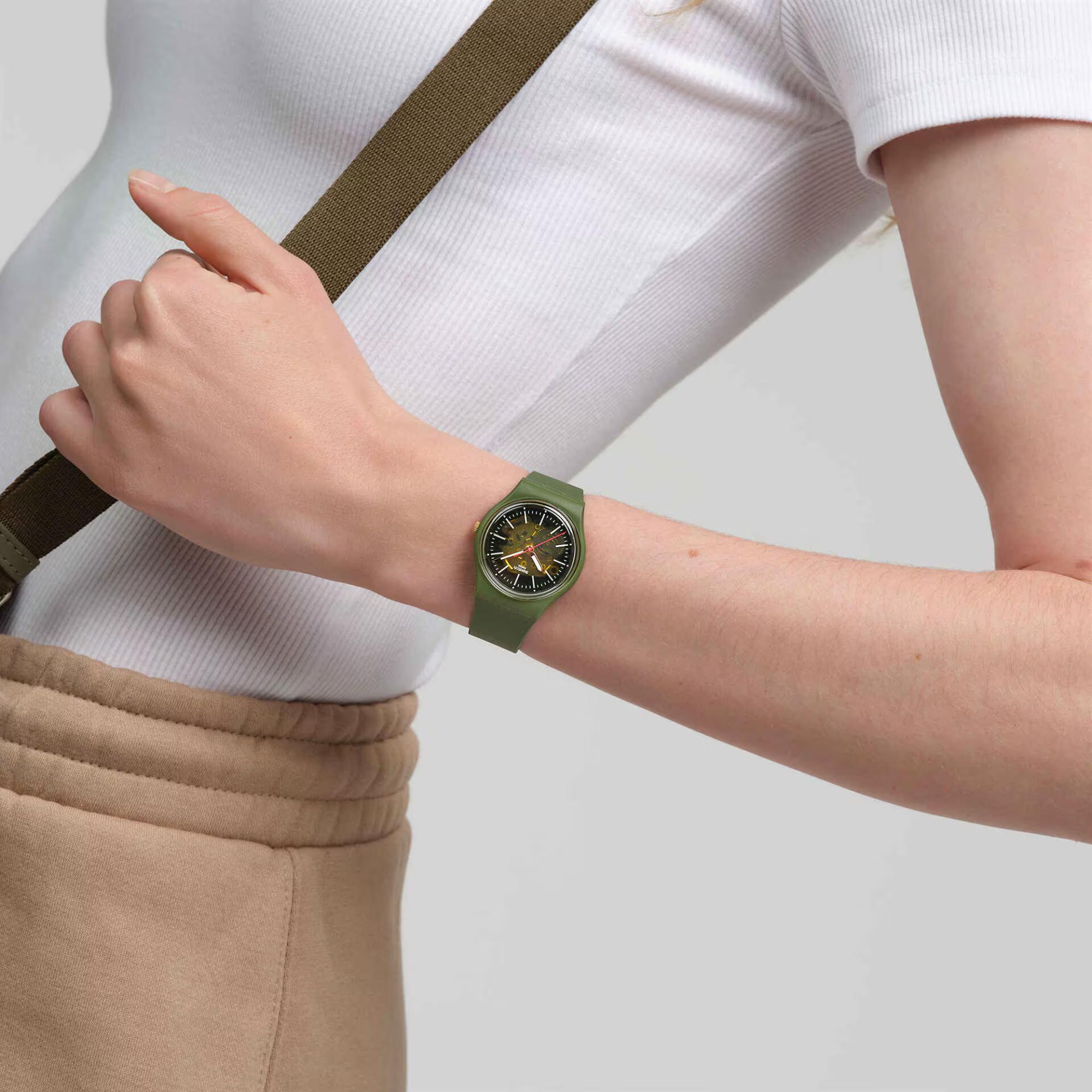 Swatch THRU THE GREENERY Quartz Green Dial Stainless Steel Strap Men's Watch SO28G110