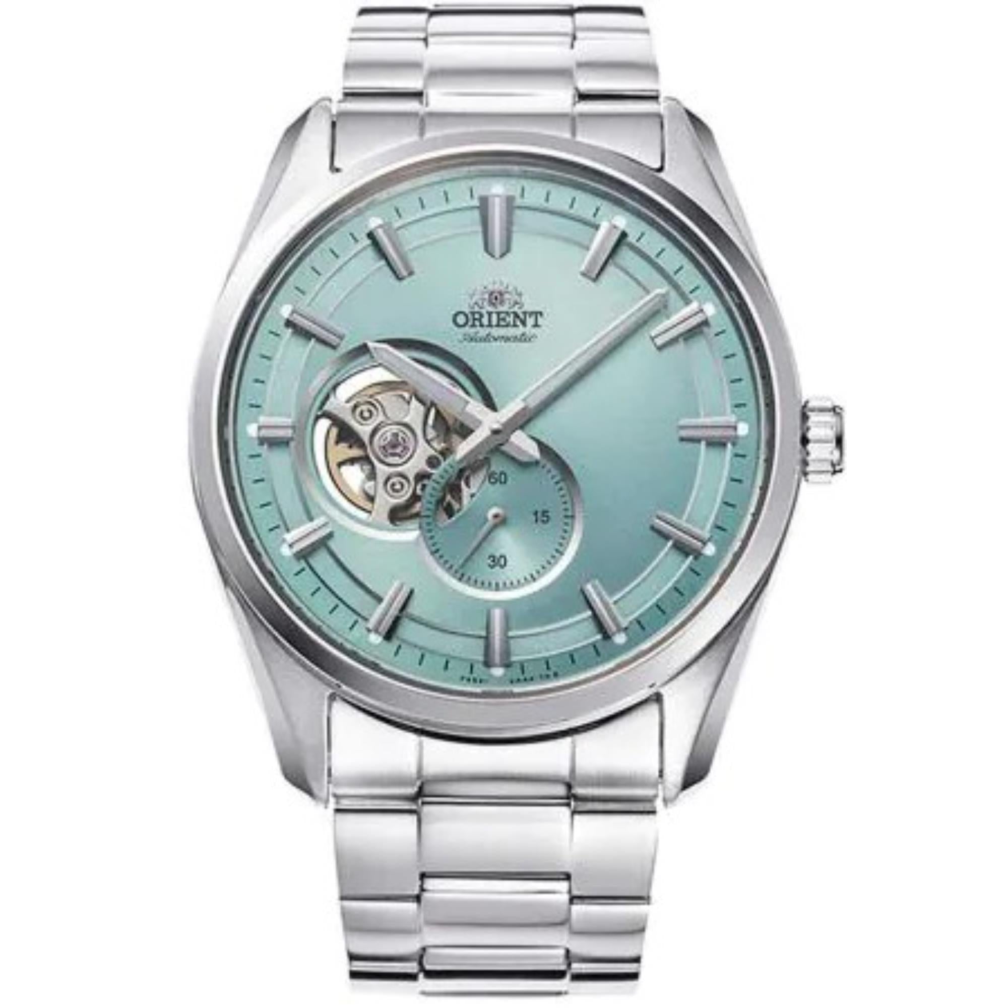 Orient Contemporary Semi-Skeleton Turquoise Dial Stainless Steel Strap Watch RA-AR0009L30B
