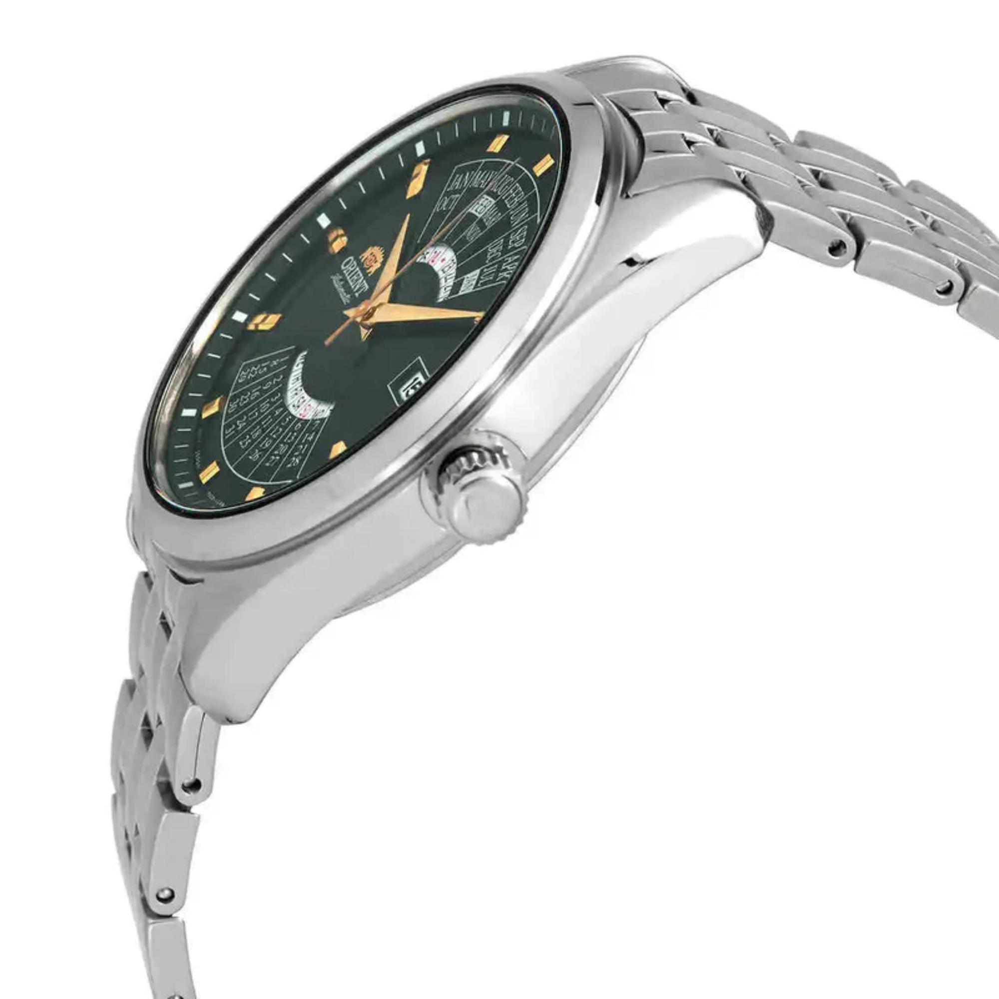 Orient Multi-Year Calendar Mechanical Green Dial Stainless Steel Bracelet Men’s Watch RA-BA0002E30B