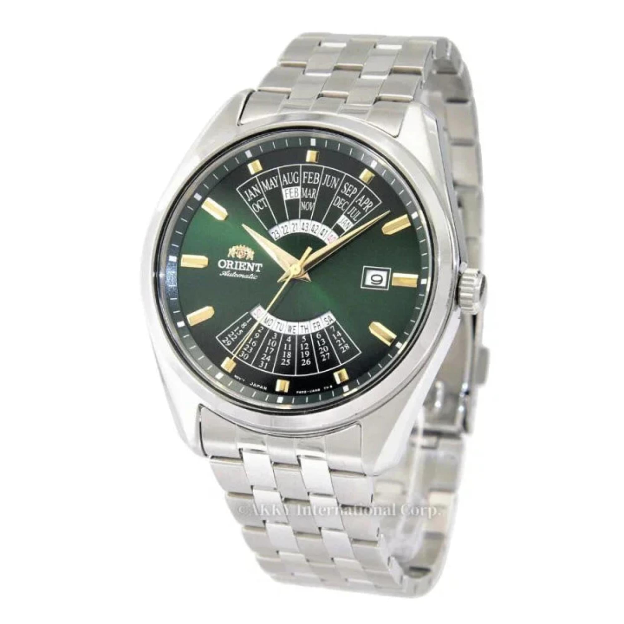 Orient Multi-Year Calendar Mechanical Green Dial Stainless Steel Bracelet Men’s Watch RA-BA0002E30B