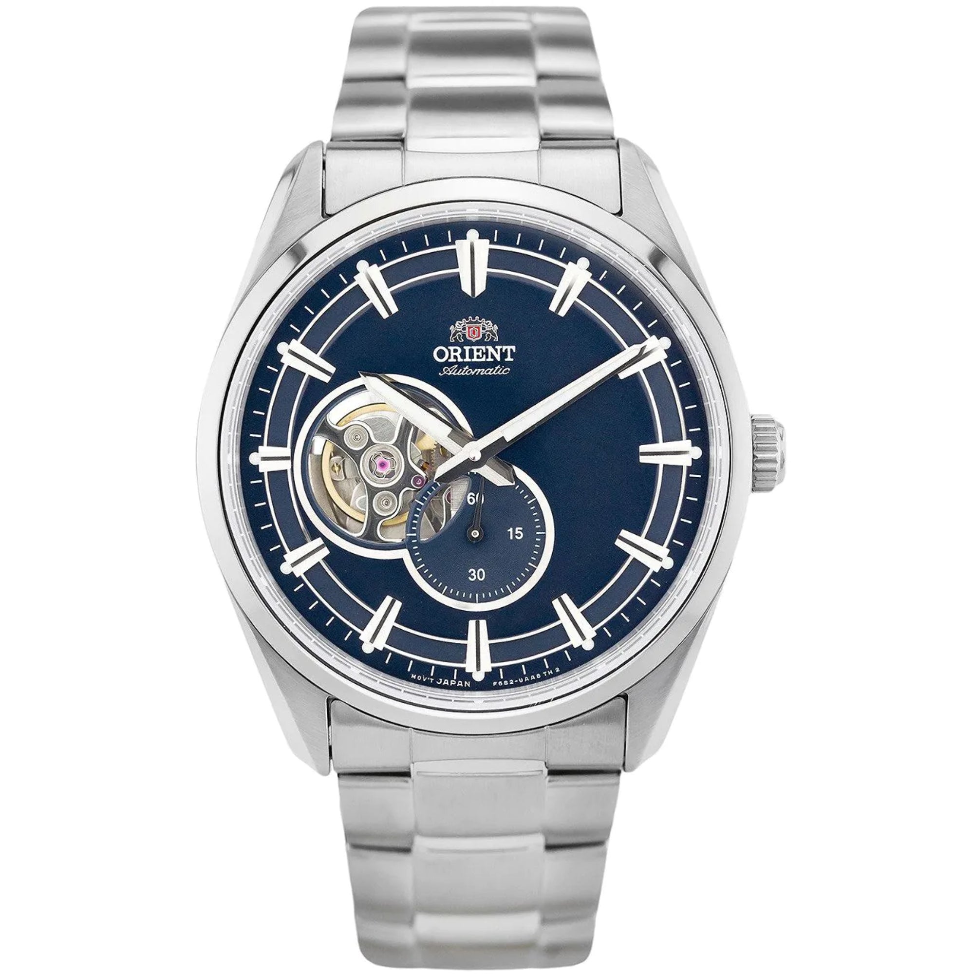 Orient Stretto 40.8mm Semi Skeleton Blue Dial Steel Mens Automatic Watch RA-AR0003L30B