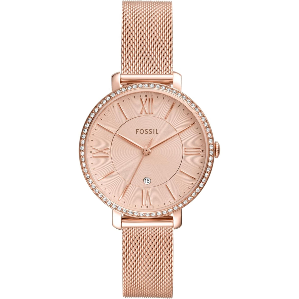 Fossil Jacqueline Date Rose Gold-Tone Stainless Steel Rose Gold Dial Women's Watch ES4628