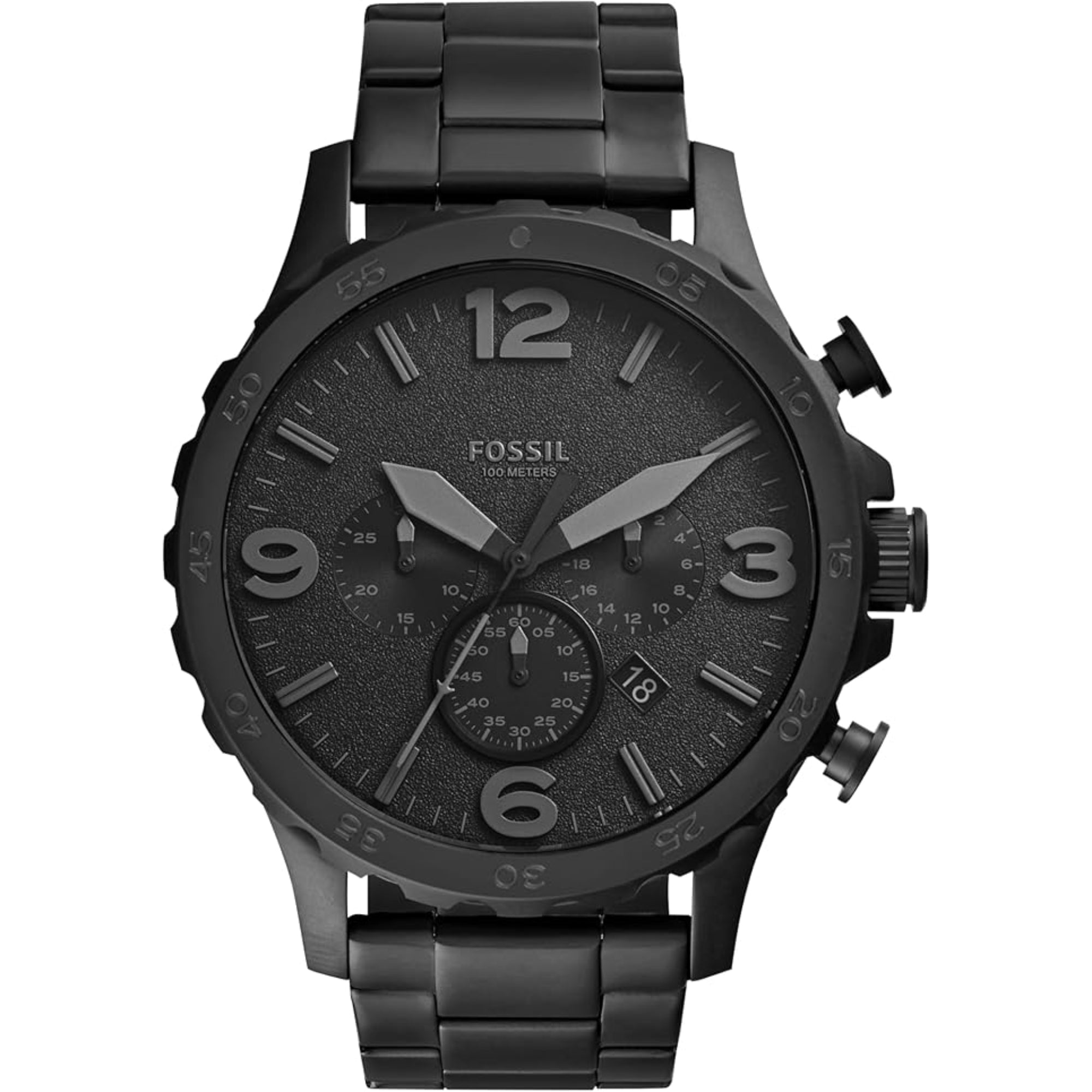 Fossil Nate Chronograph Black Stainless Steel Black Dial Men's Watch JR1401