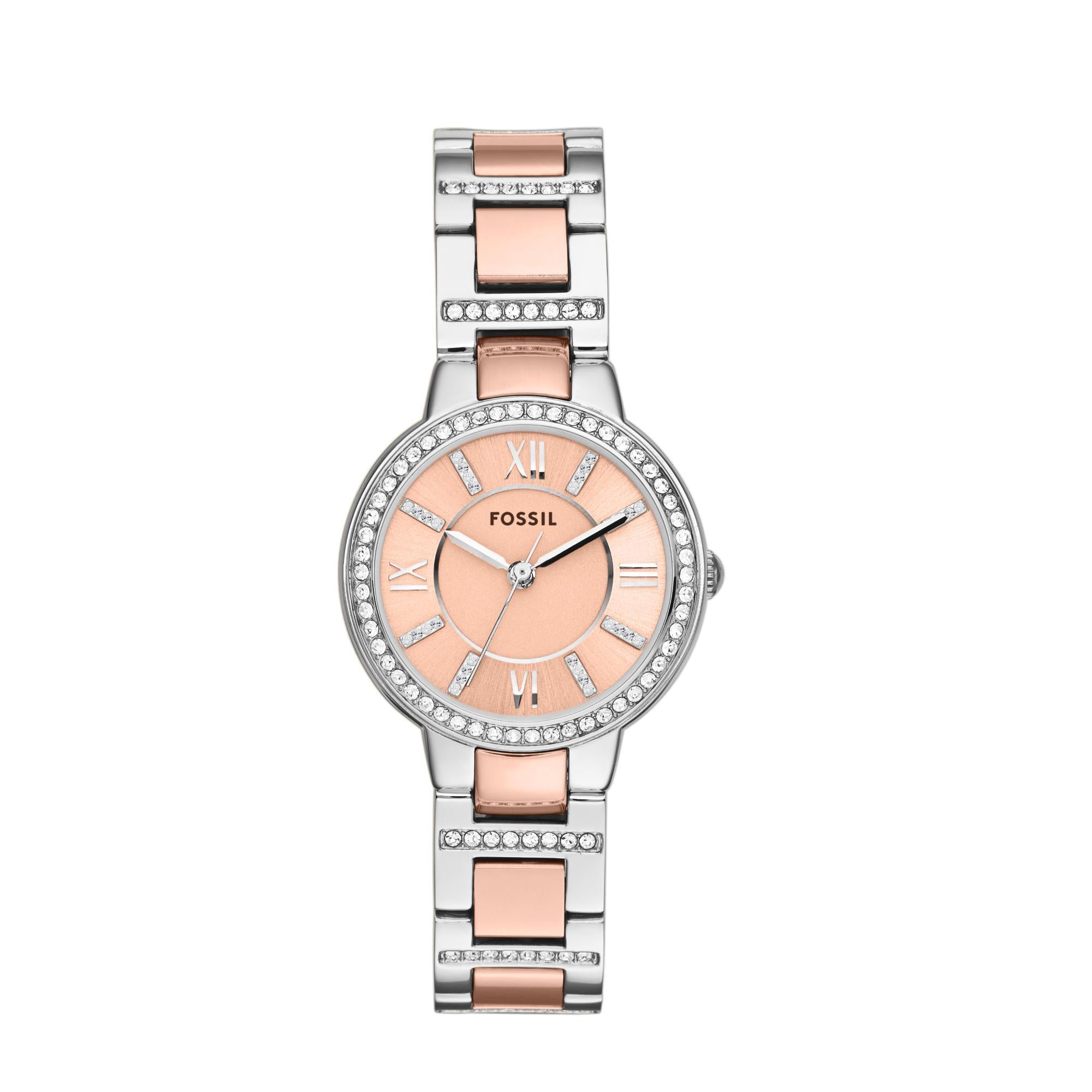 Fossil Virginia Two-Tone Stainless Steel Rose Gold Dial Women's Watch ES3405