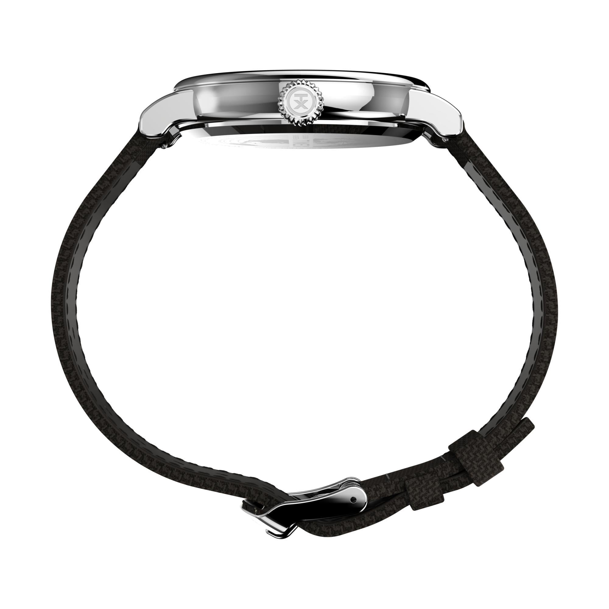 Timex Waterbury Standard Cream Dial Fabric Leather Strap Men’s Watch TW2V44100