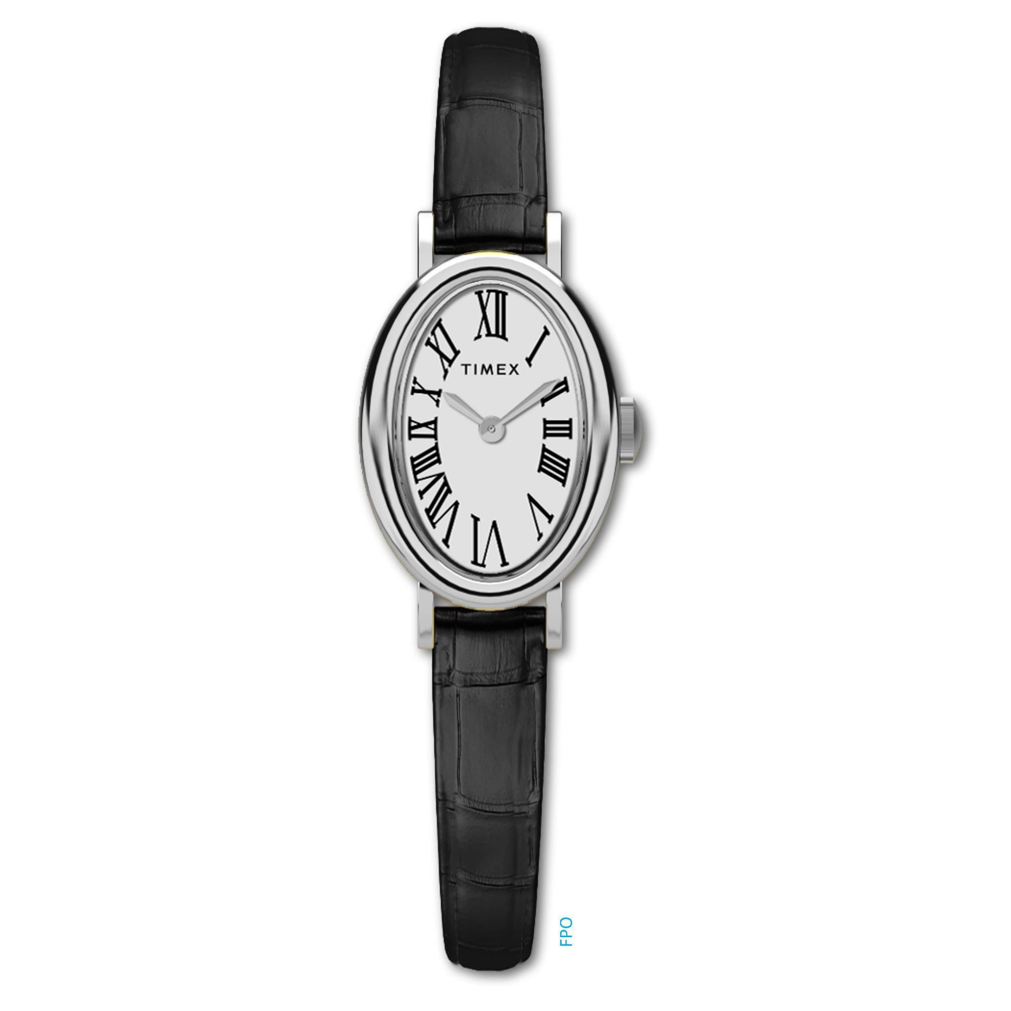 Timex Cavatina White Dial Black Leather Strap Women's Watch TW2W78400